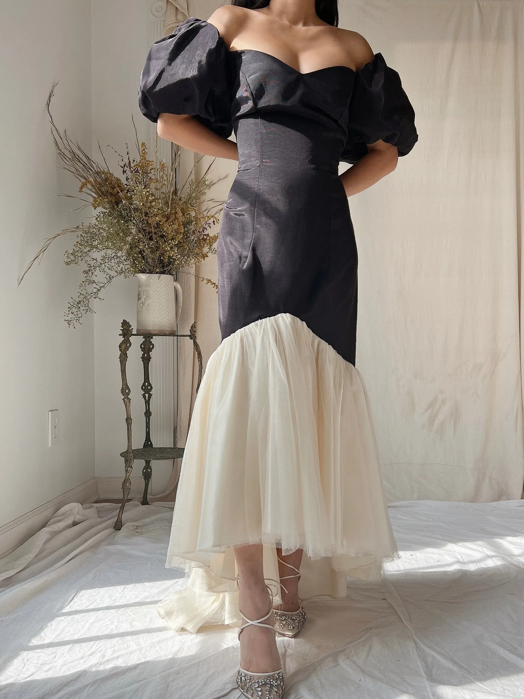 Vintage Grossgrain and Tulle Dress - M
