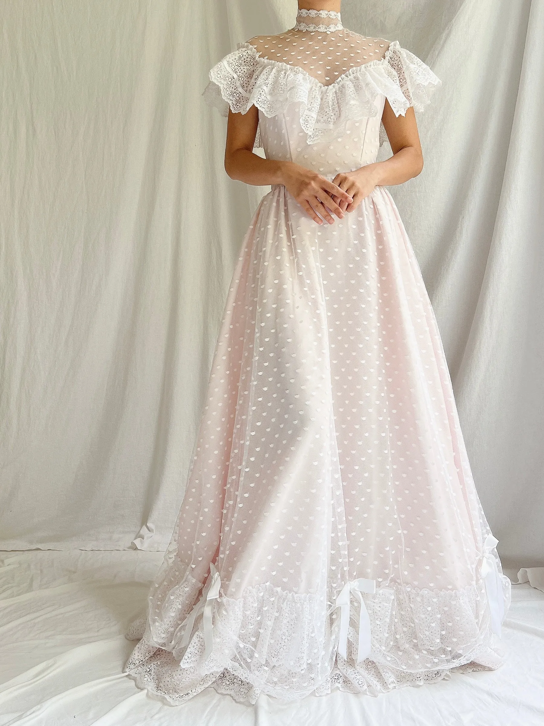 Vintage Illusion High Neck Swiss Dot Net Dress - XS