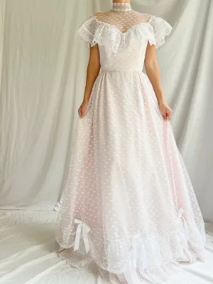 Vintage Illusion High Neck Swiss Dot Net Dress - XS