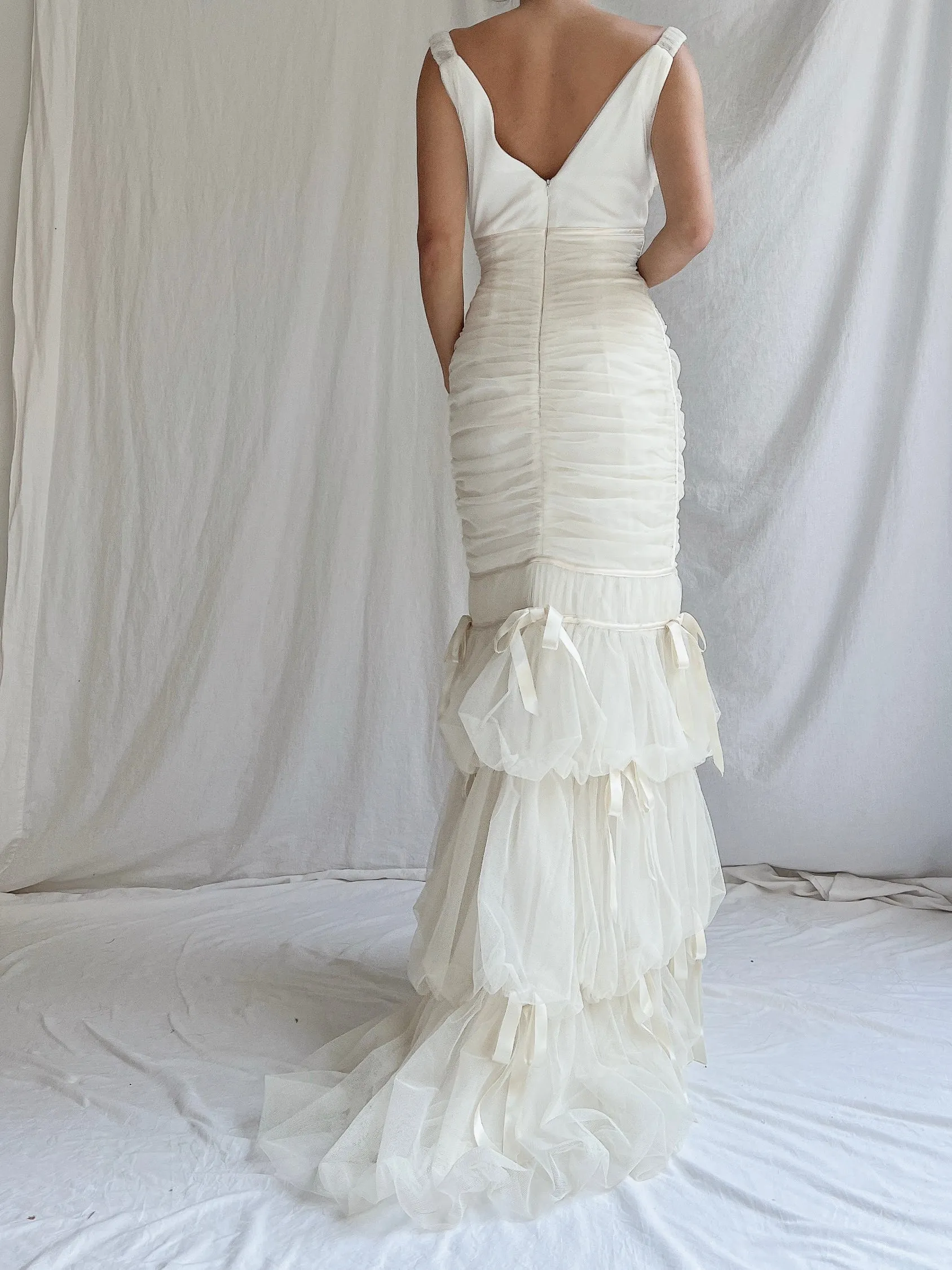 Vintage Jessica McClintock Tulle Ribbon Gown - S