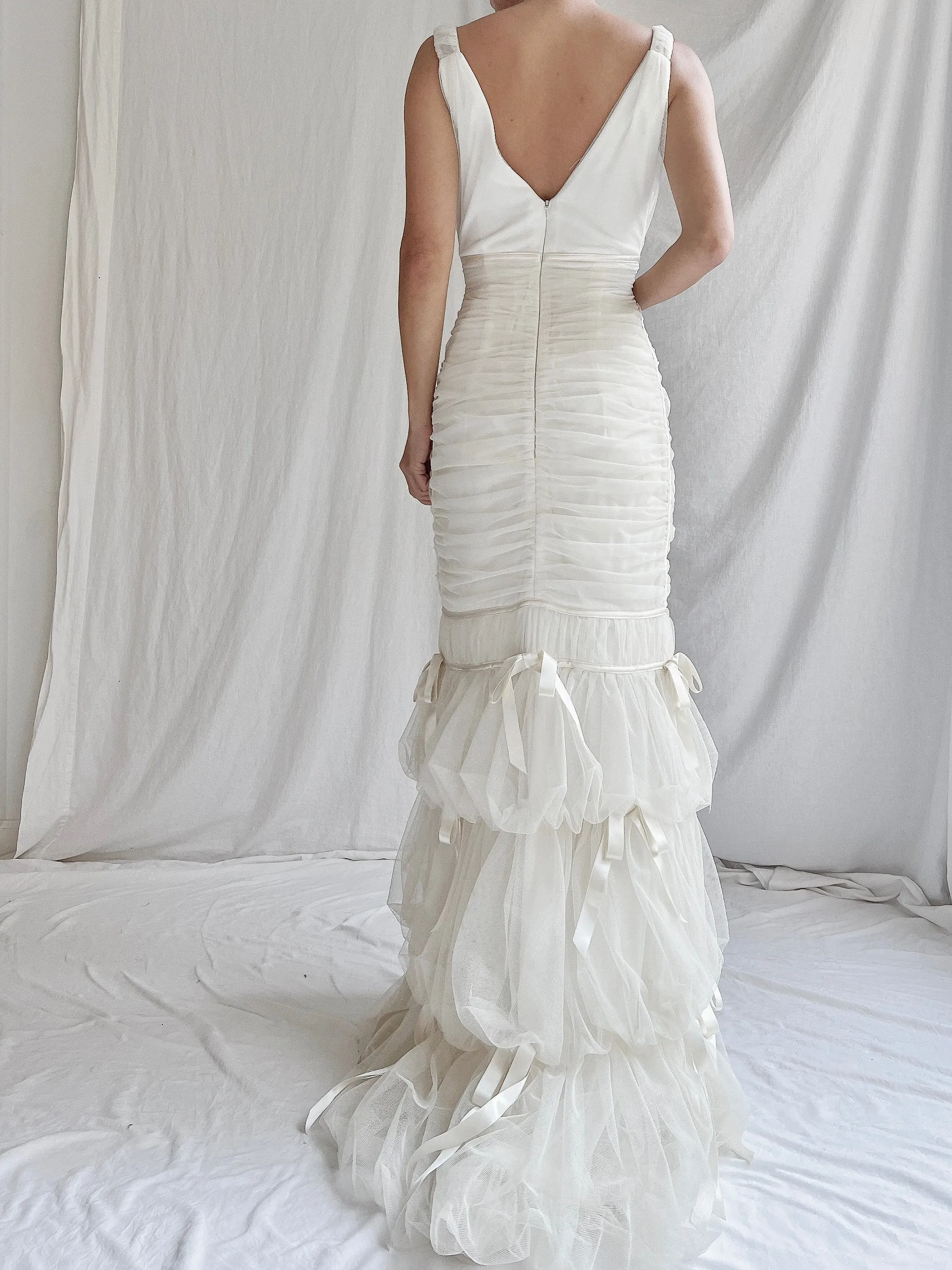 Vintage Jessica McClintock Tulle Ribbon Gown - S