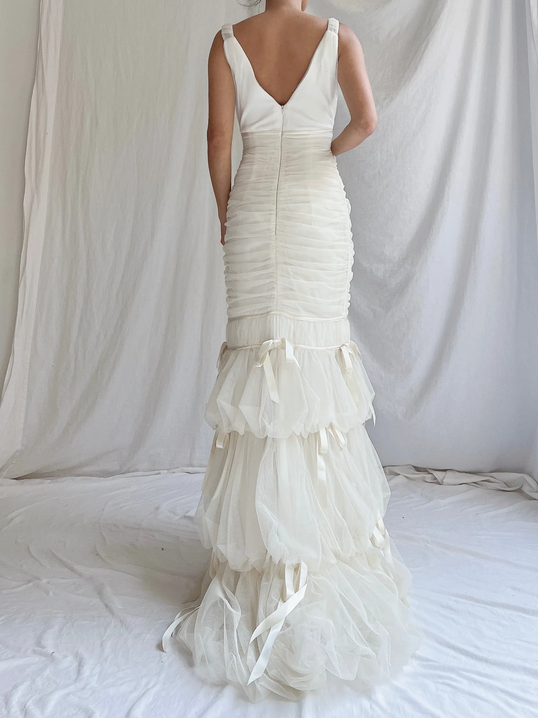 Vintage Jessica McClintock Tulle Ribbon Gown - S