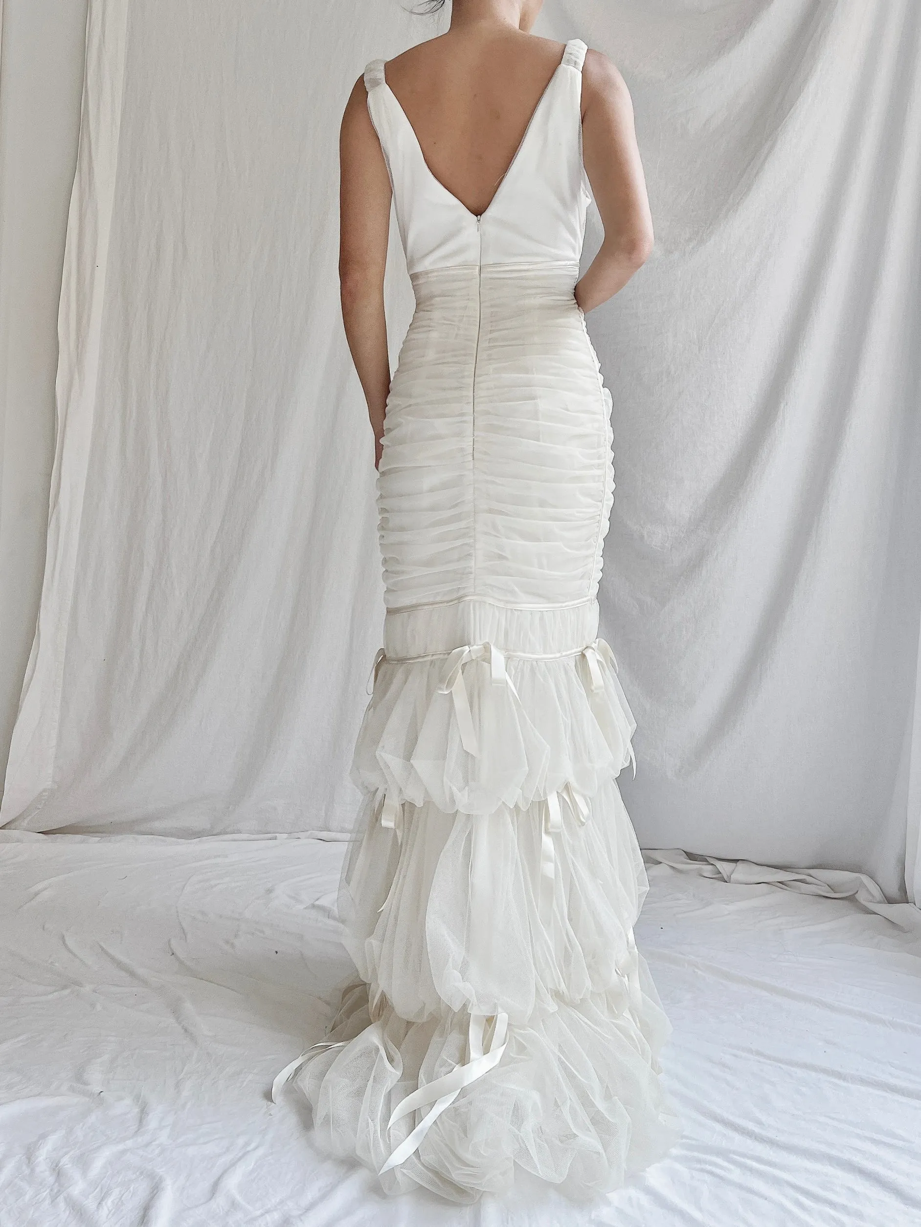 Vintage Jessica McClintock Tulle Ribbon Gown - S
