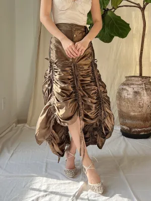 Vintage Metallic Ruche Skirt - L