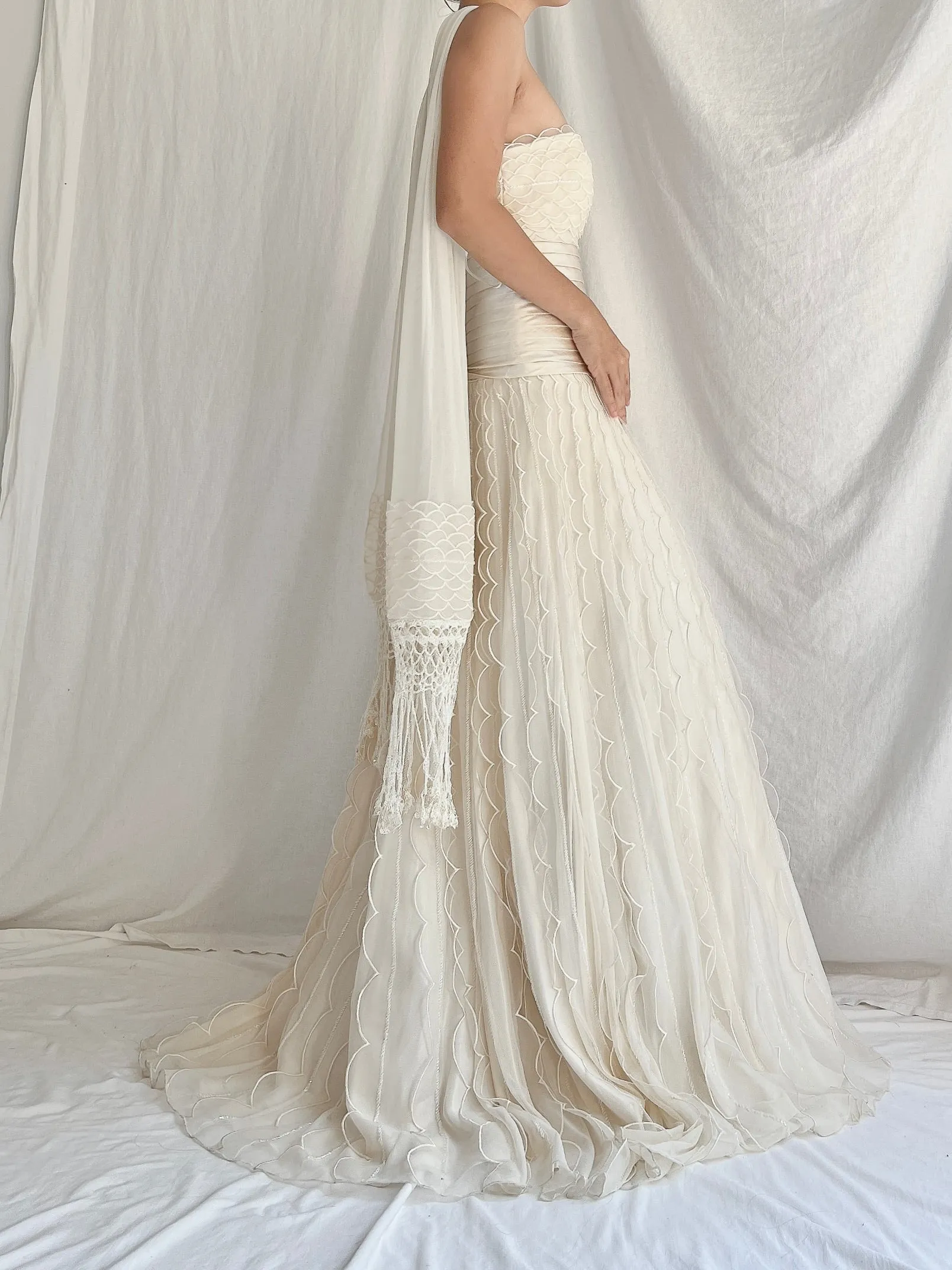 Vintage Organza Dress with Scarf - S/4/6