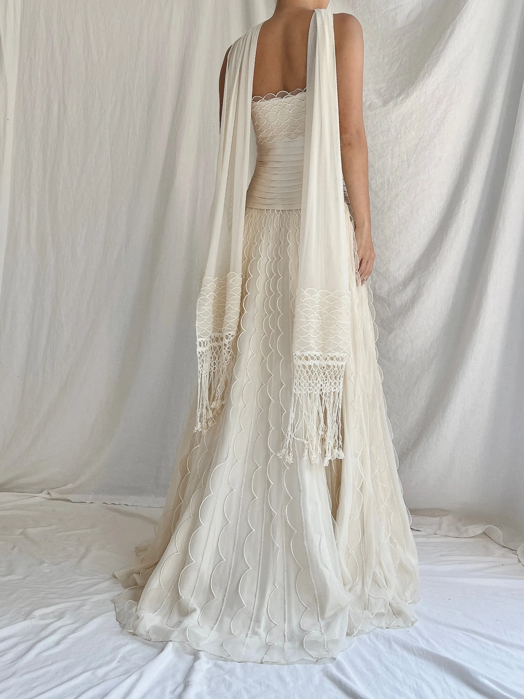 Vintage Organza Dress with Scarf - S/4/6