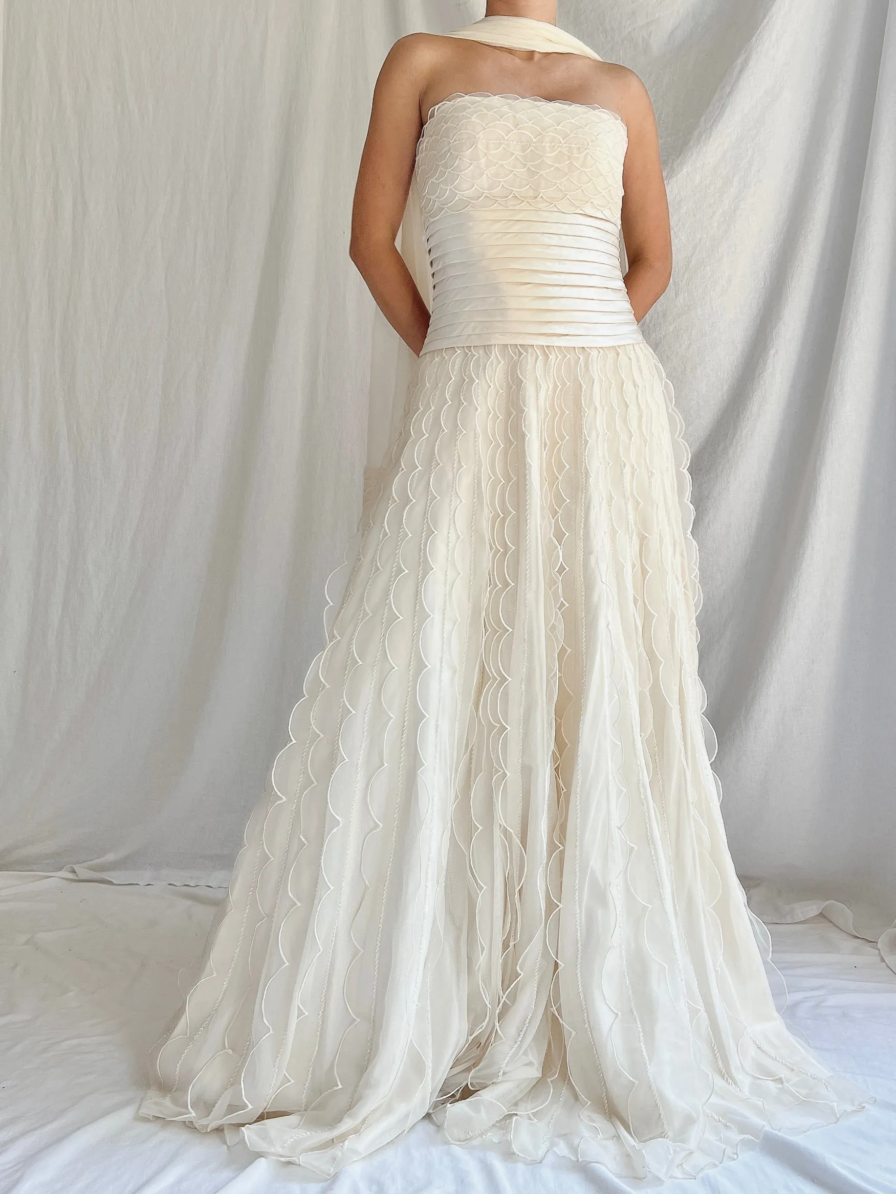 Vintage Organza Dress with Scarf - S/4/6
