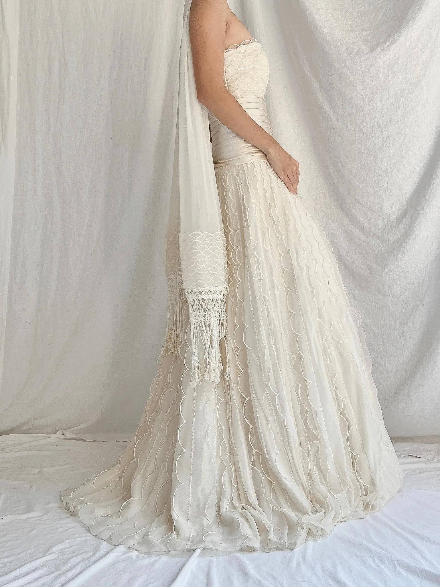 Vintage Organza Dress with Scarf - S/4/6