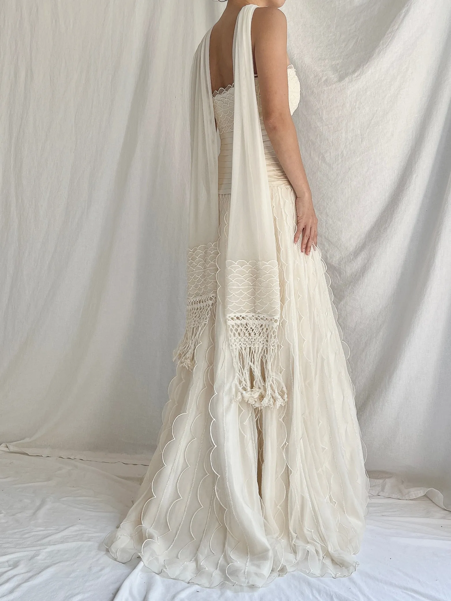 Vintage Organza Dress with Scarf - S/4/6