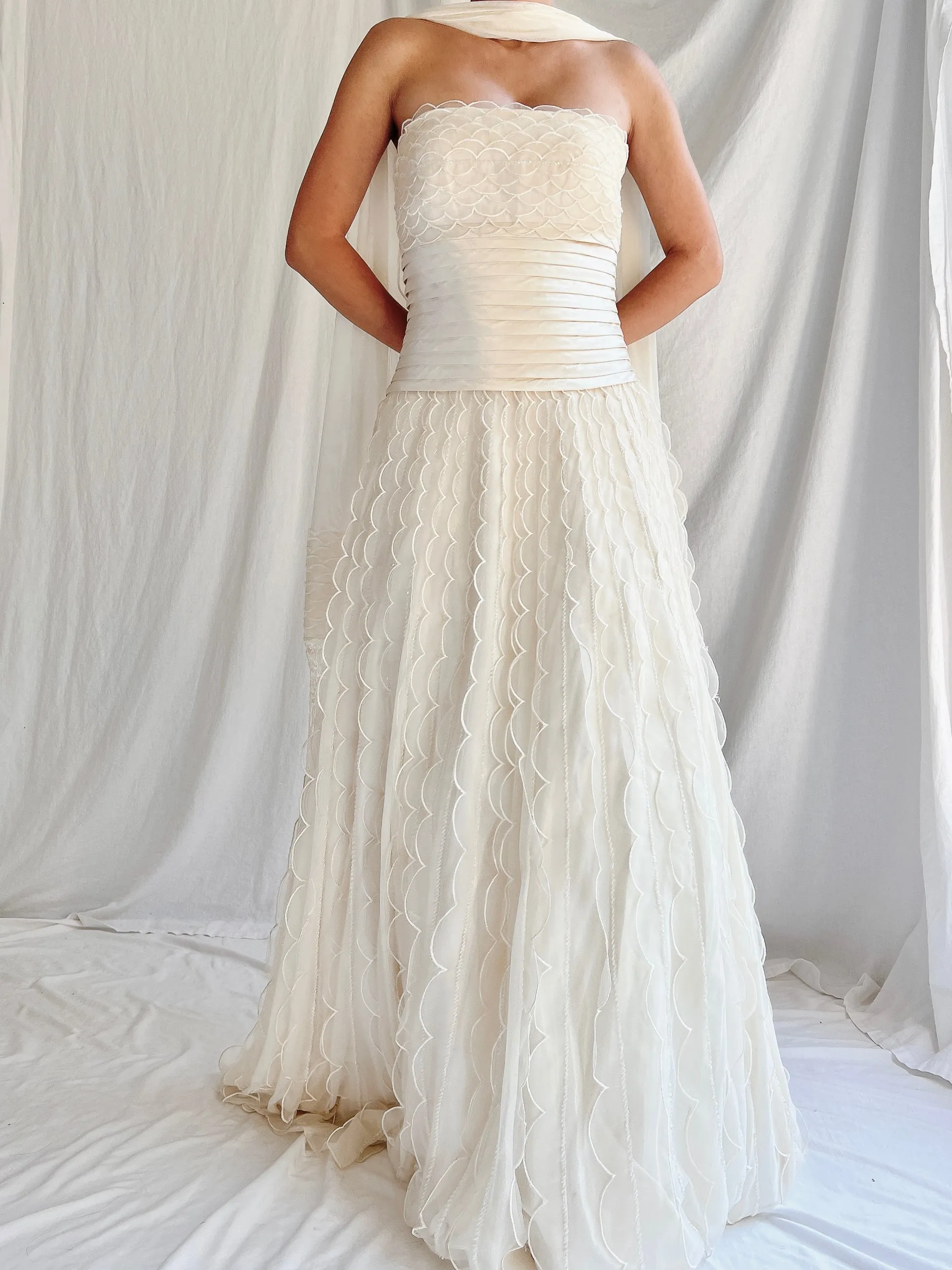 Vintage Organza Dress with Scarf - S/4/6