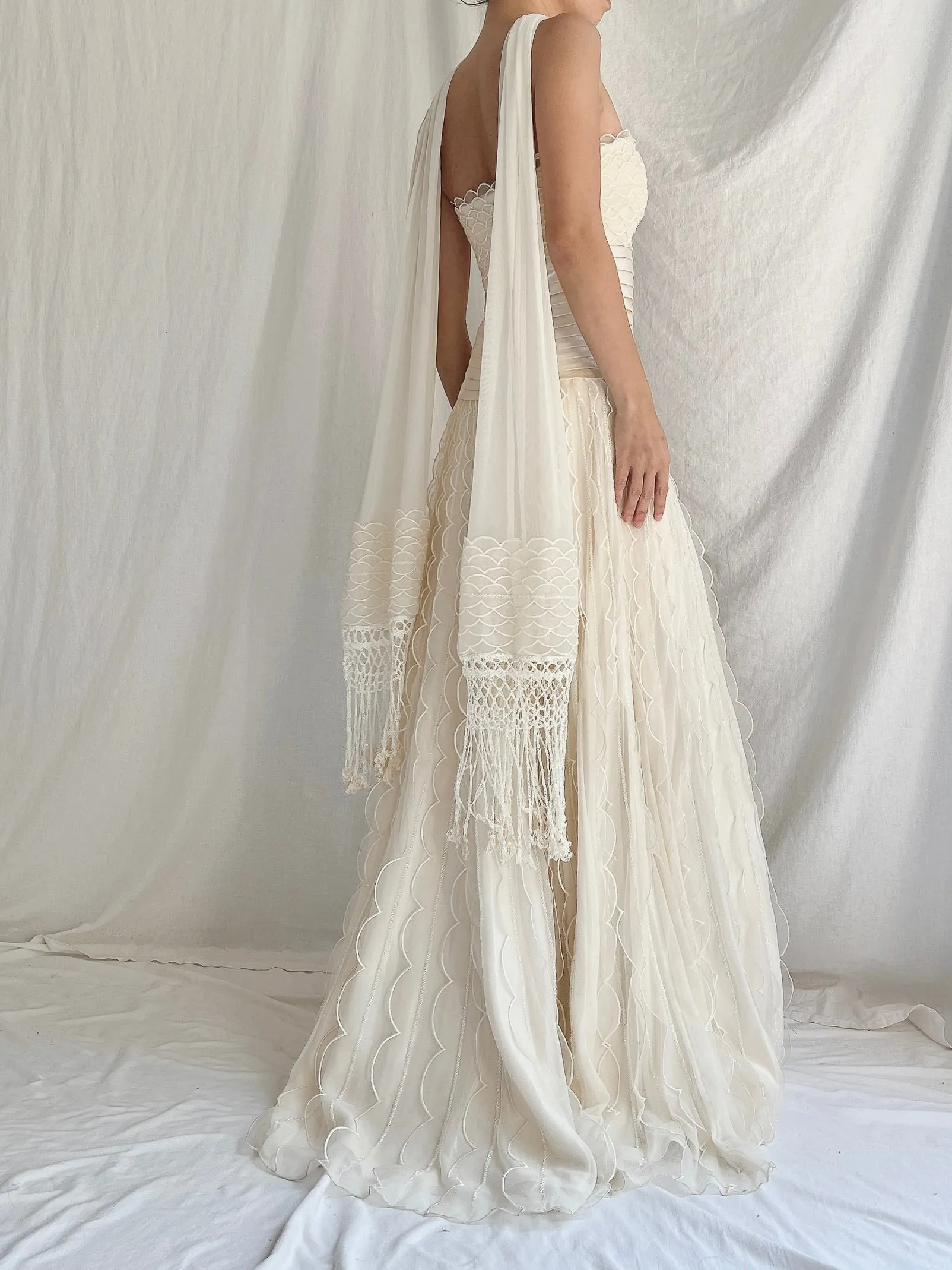 Vintage Organza Dress with Scarf - S/4/6