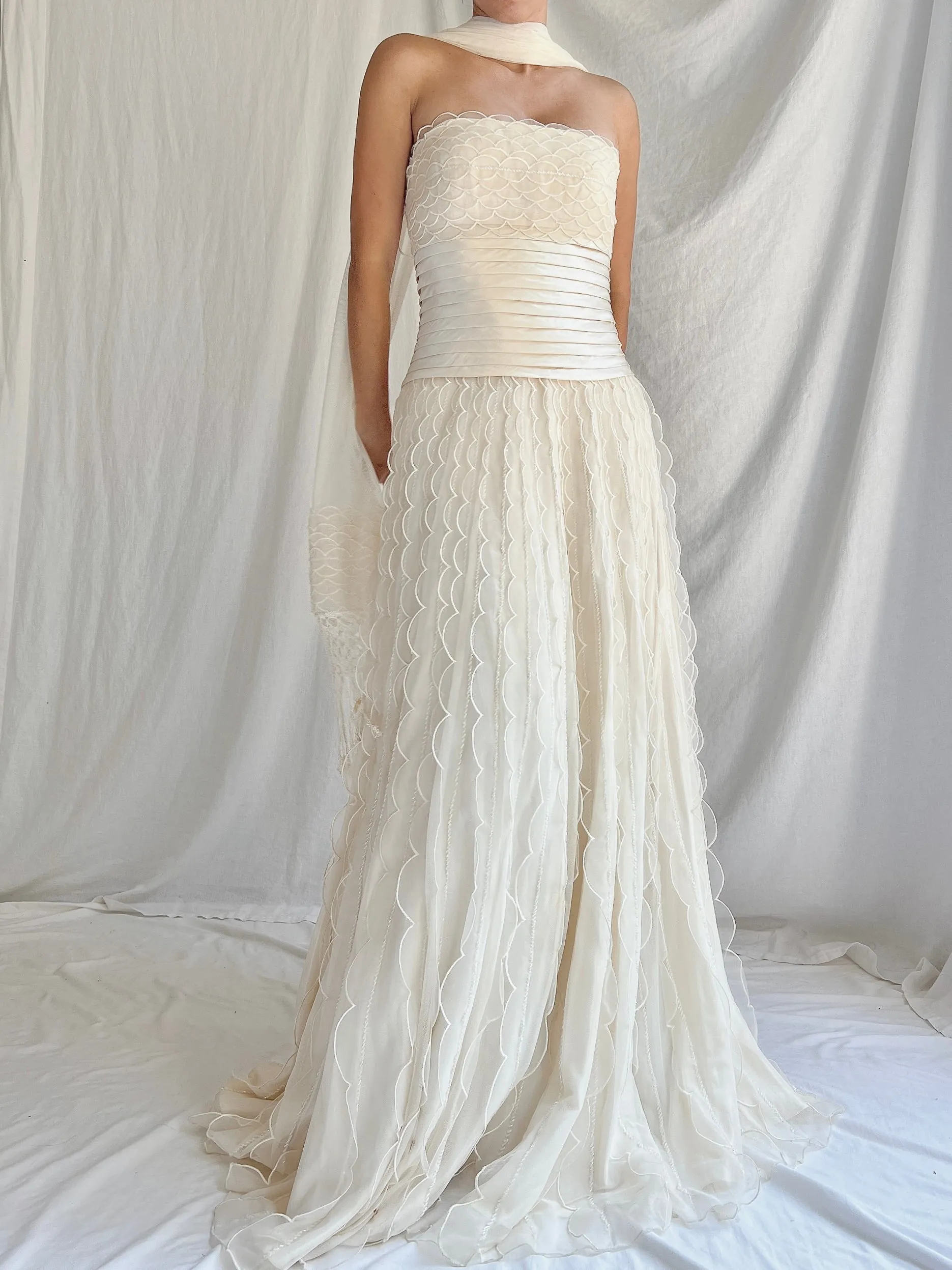 Vintage Organza Dress with Scarf - S/4/6