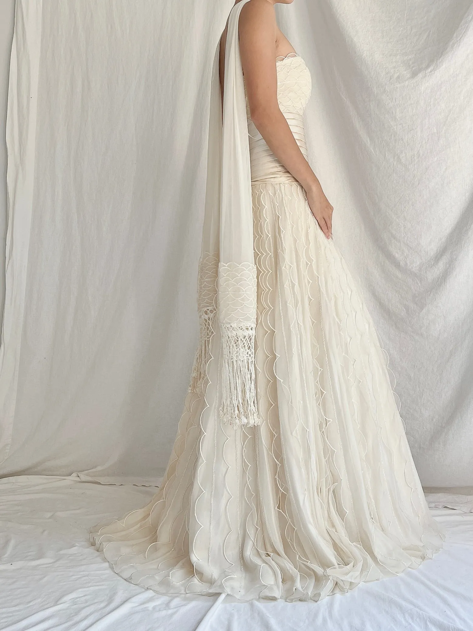 Vintage Organza Dress with Scarf - S/4/6