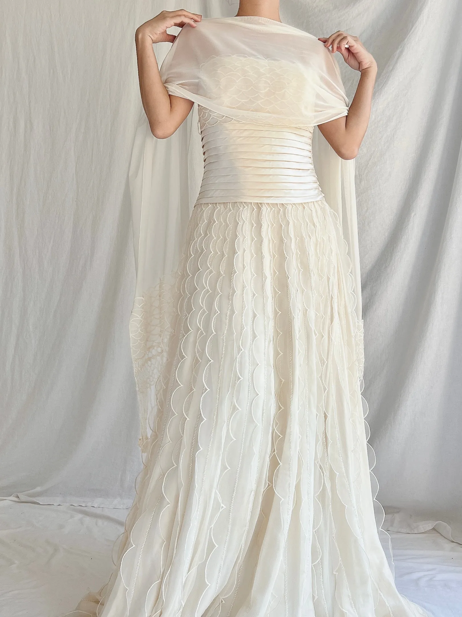 Vintage Organza Dress with Scarf - S/4/6