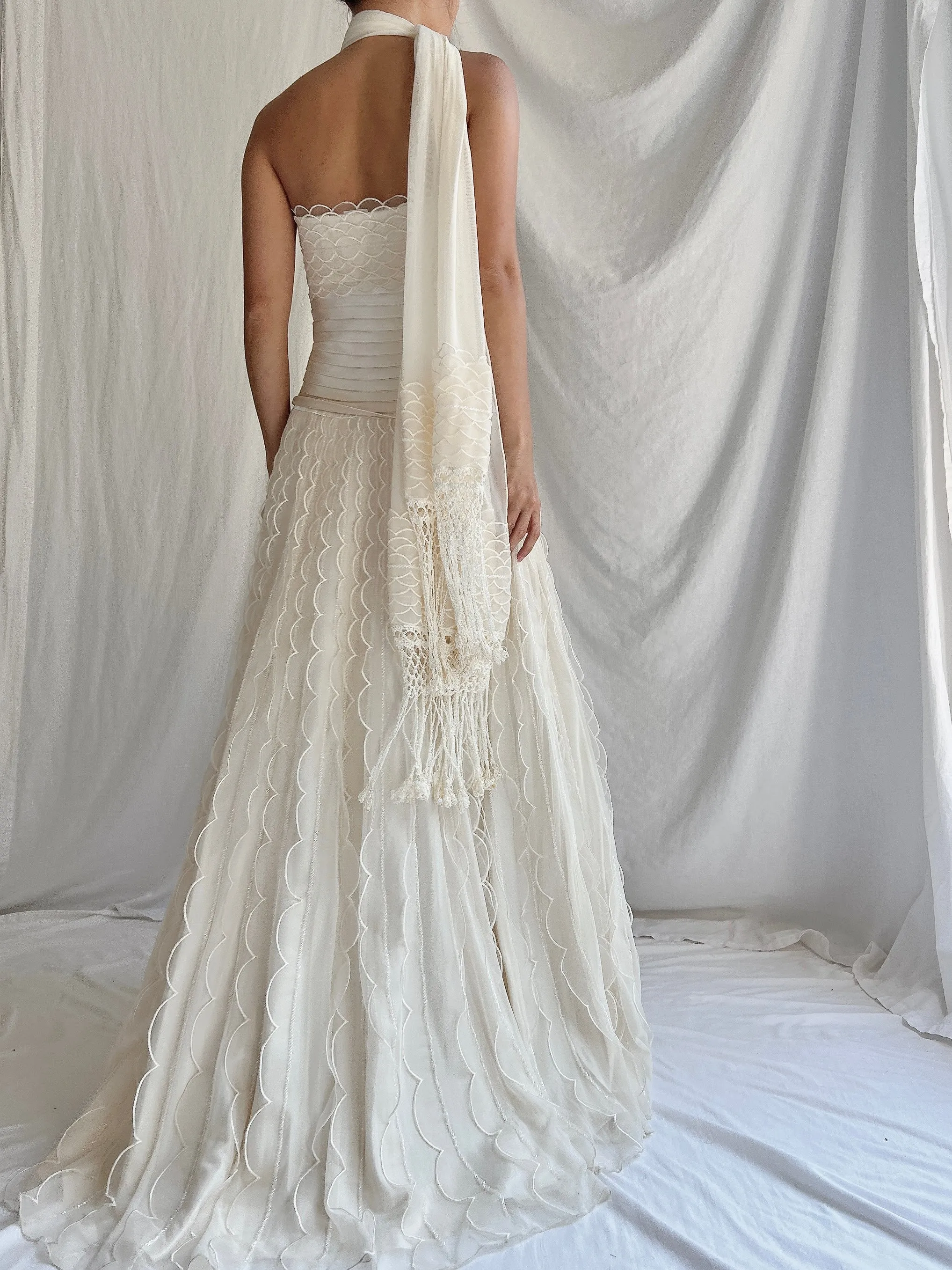 Vintage Organza Dress with Scarf - S/4/6