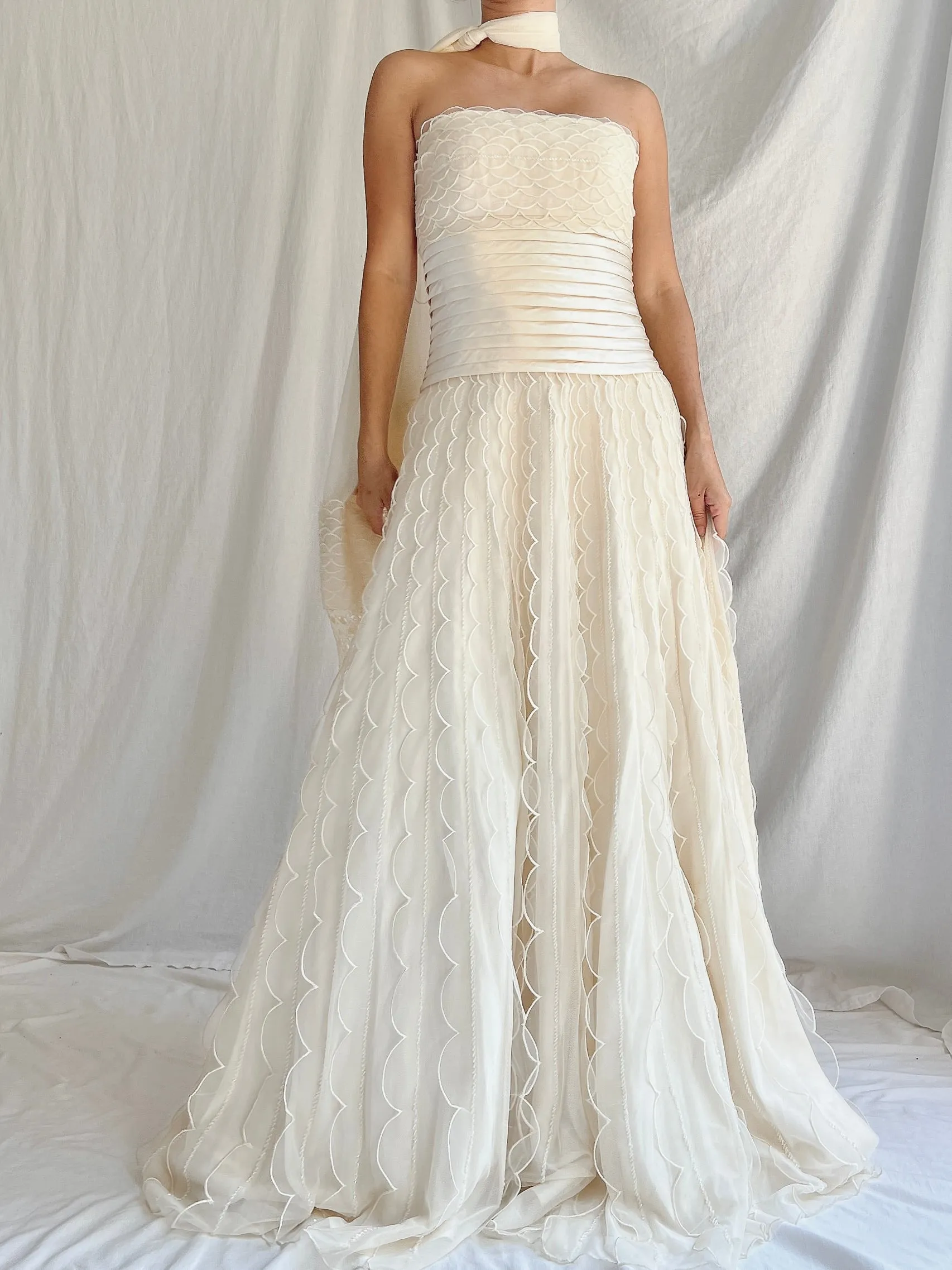 Vintage Organza Dress with Scarf - S/4/6