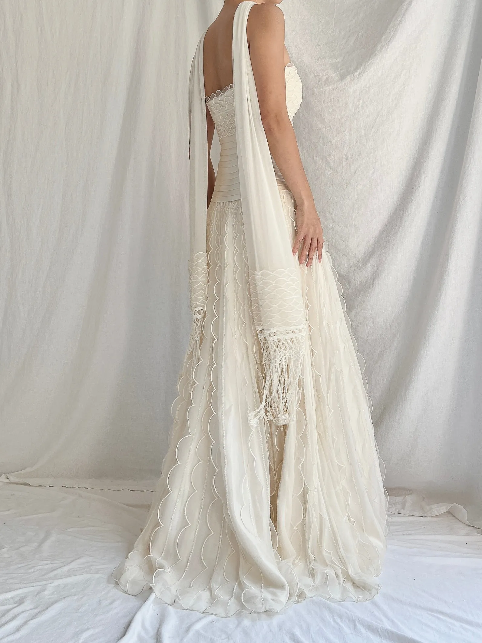 Vintage Organza Dress with Scarf - S/4/6