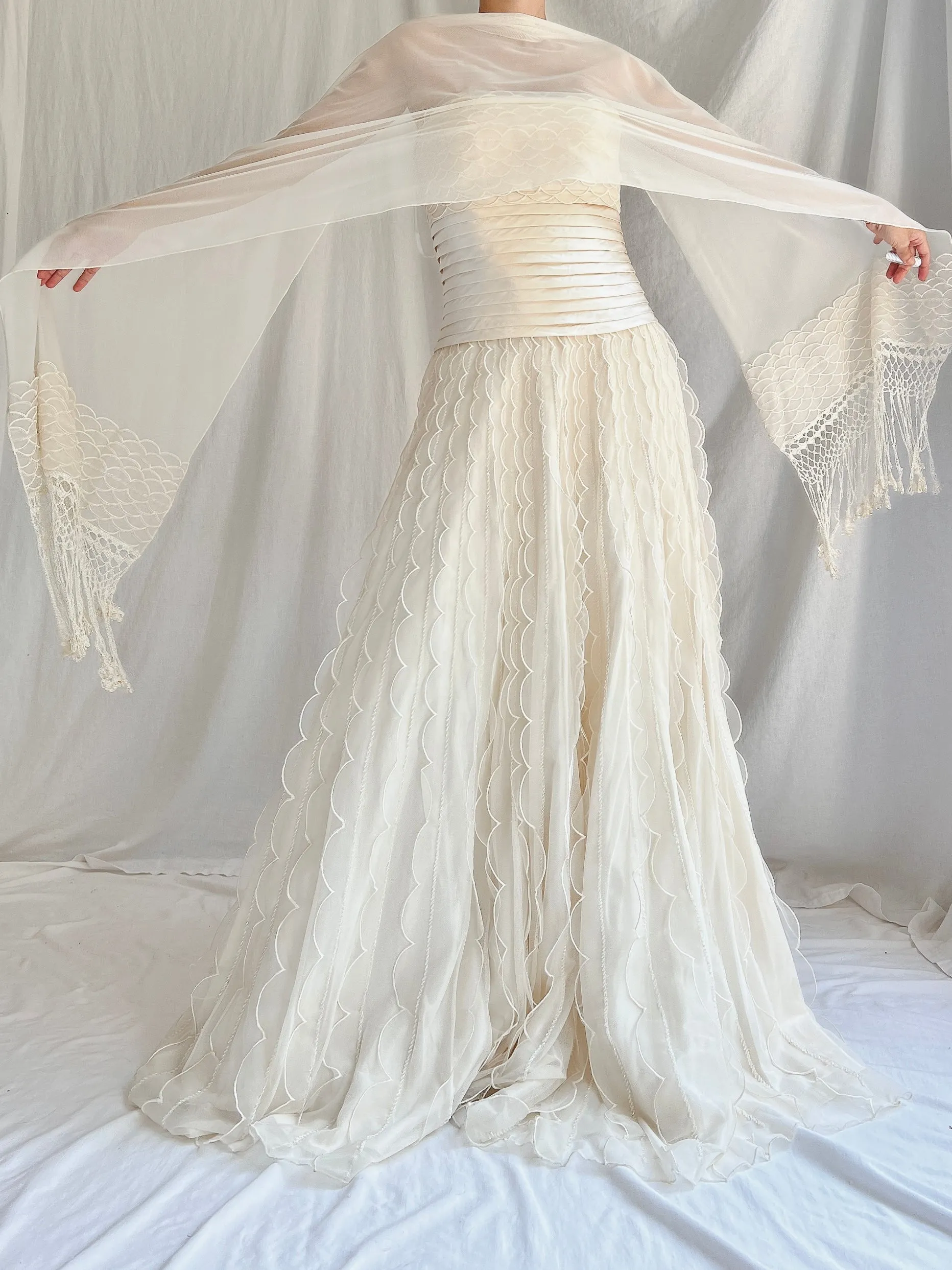 Vintage Organza Dress with Scarf - S/4/6