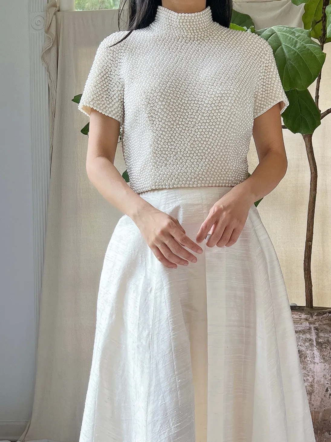 Vintage Pearl Beaded Top - XS