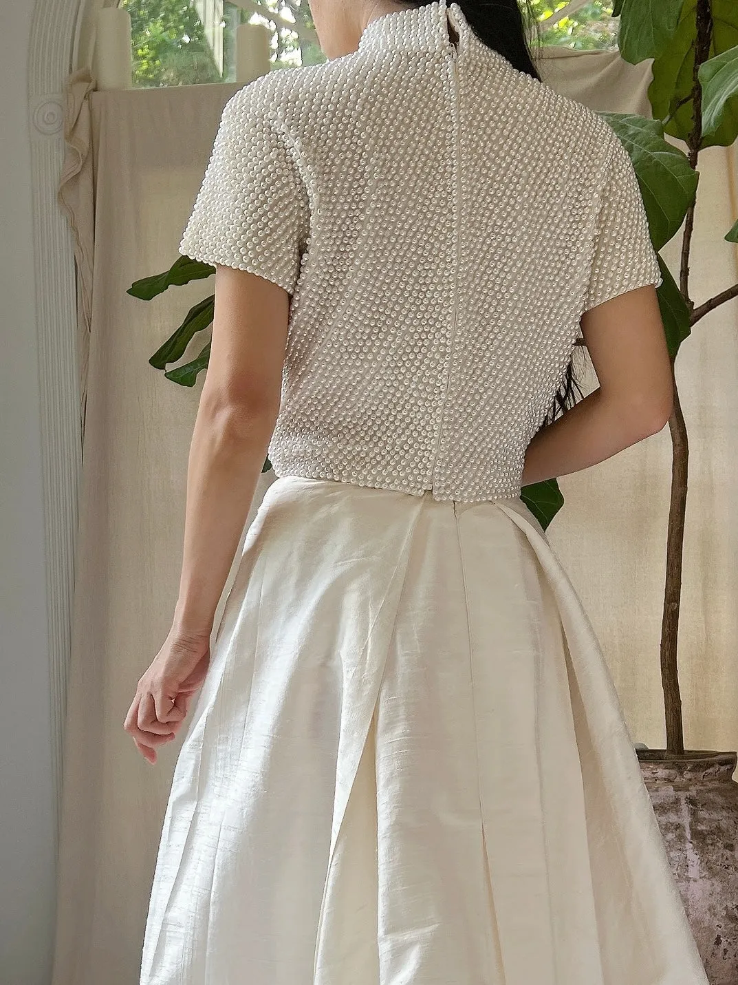 Vintage Pearl Beaded Top - XS
