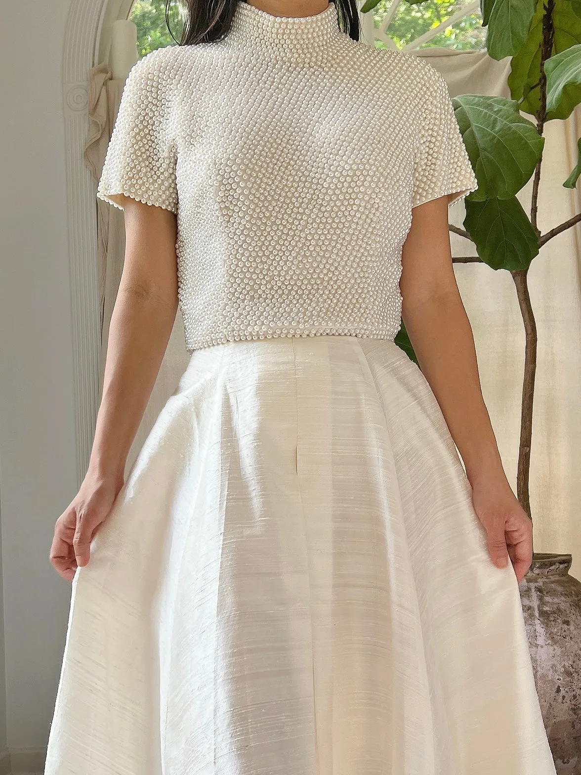 Vintage Pearl Beaded Top - XS