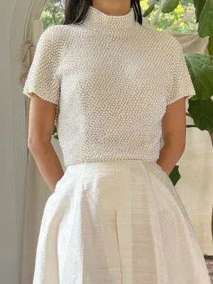 Vintage Pearl Beaded Top - XS
