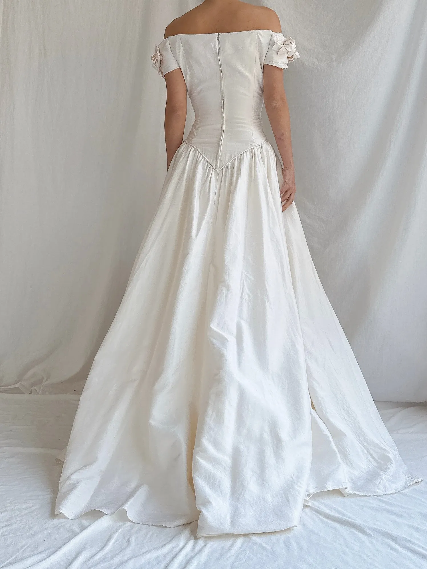 Vintage Raw Silk Dropped Waist Gown - M
