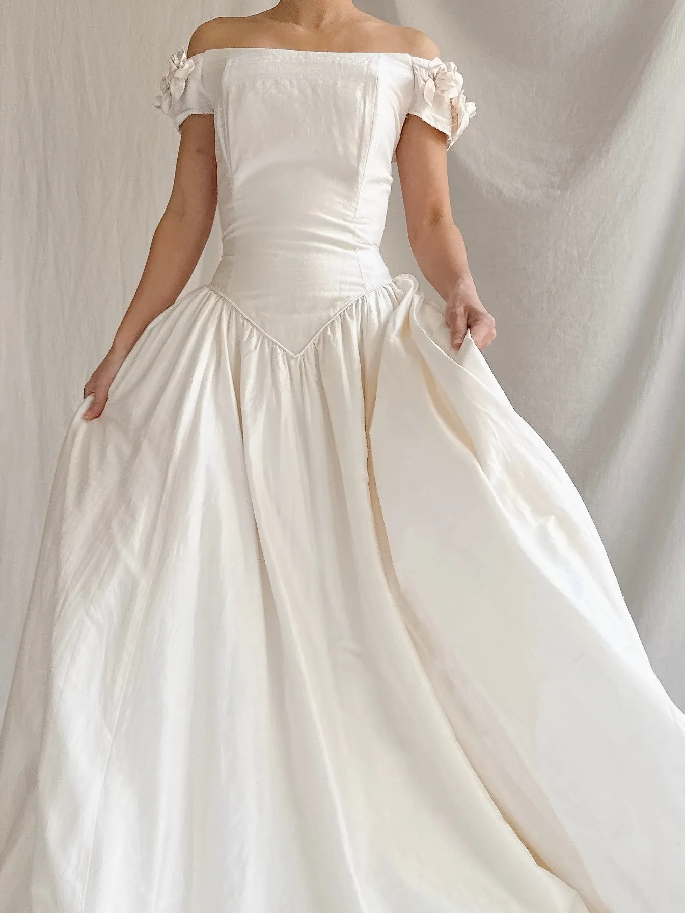 Vintage Raw Silk Dropped Waist Gown - M