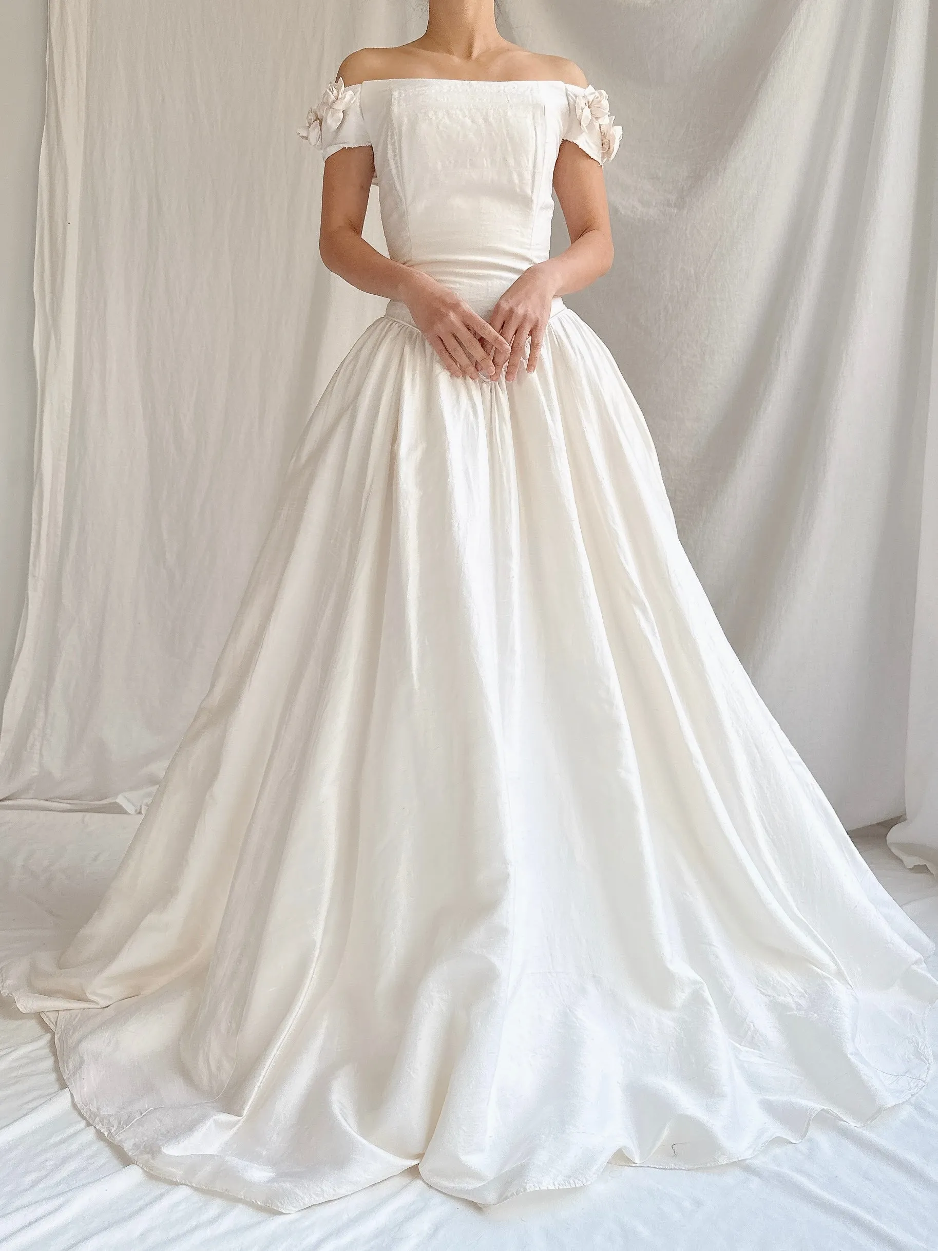Vintage Raw Silk Dropped Waist Gown - M