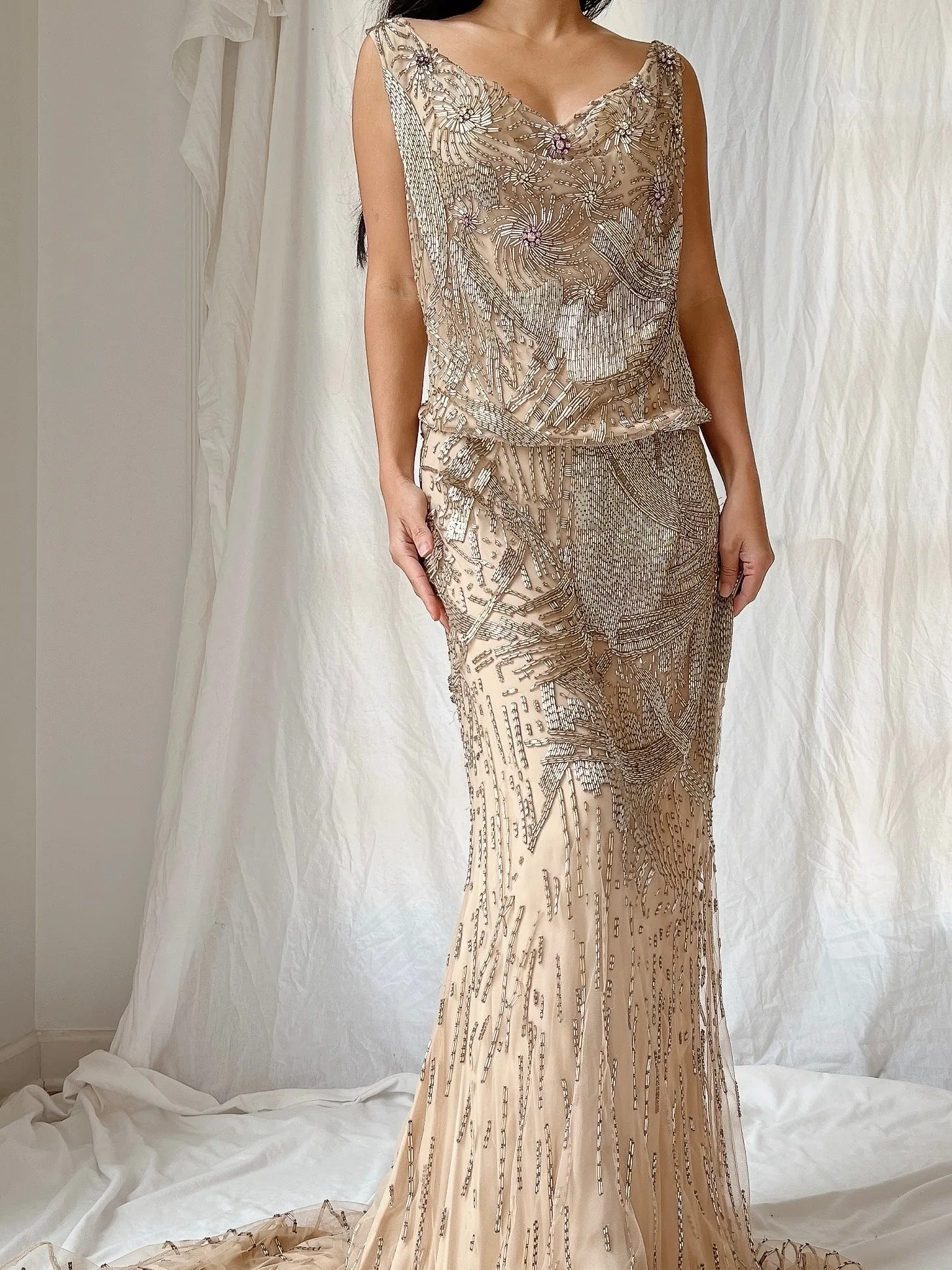 Vintage Silk Crochet Dress - S