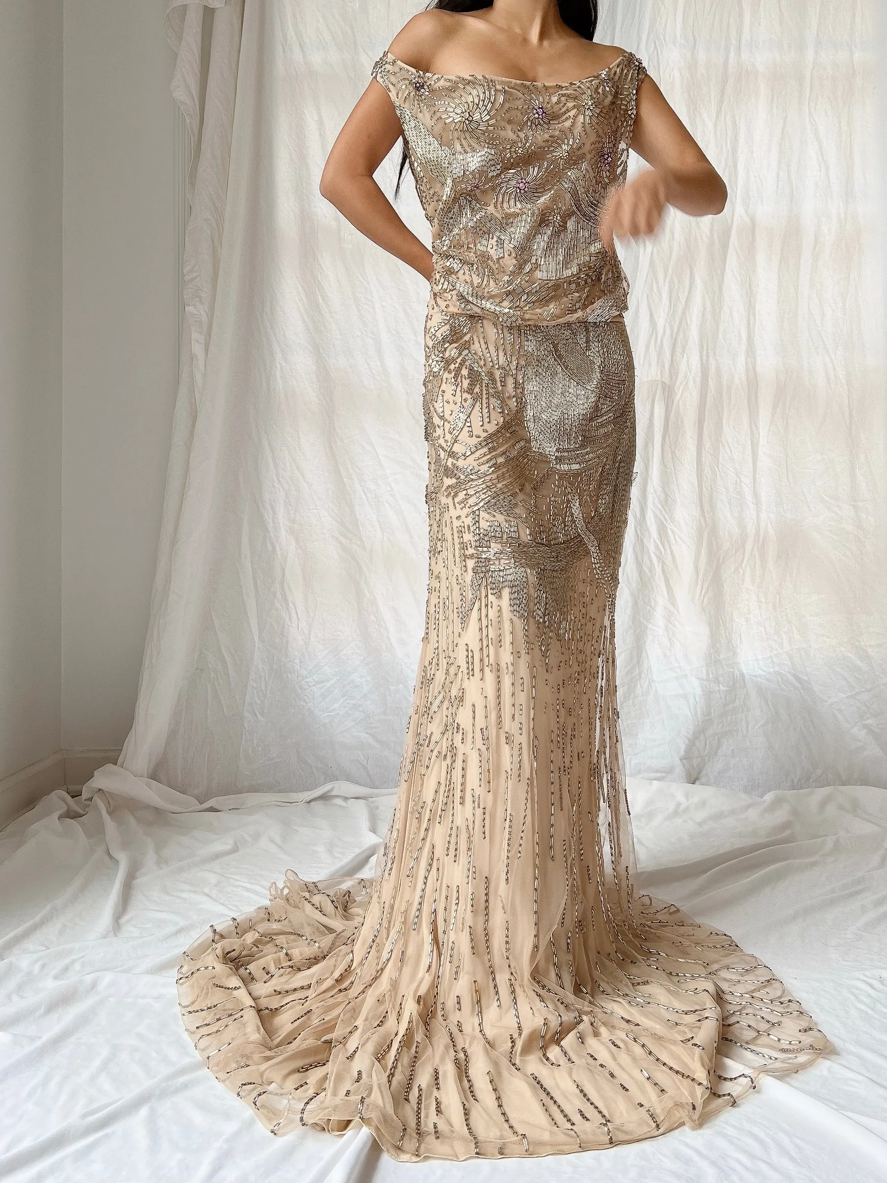 Vintage Silk Crochet Dress - S