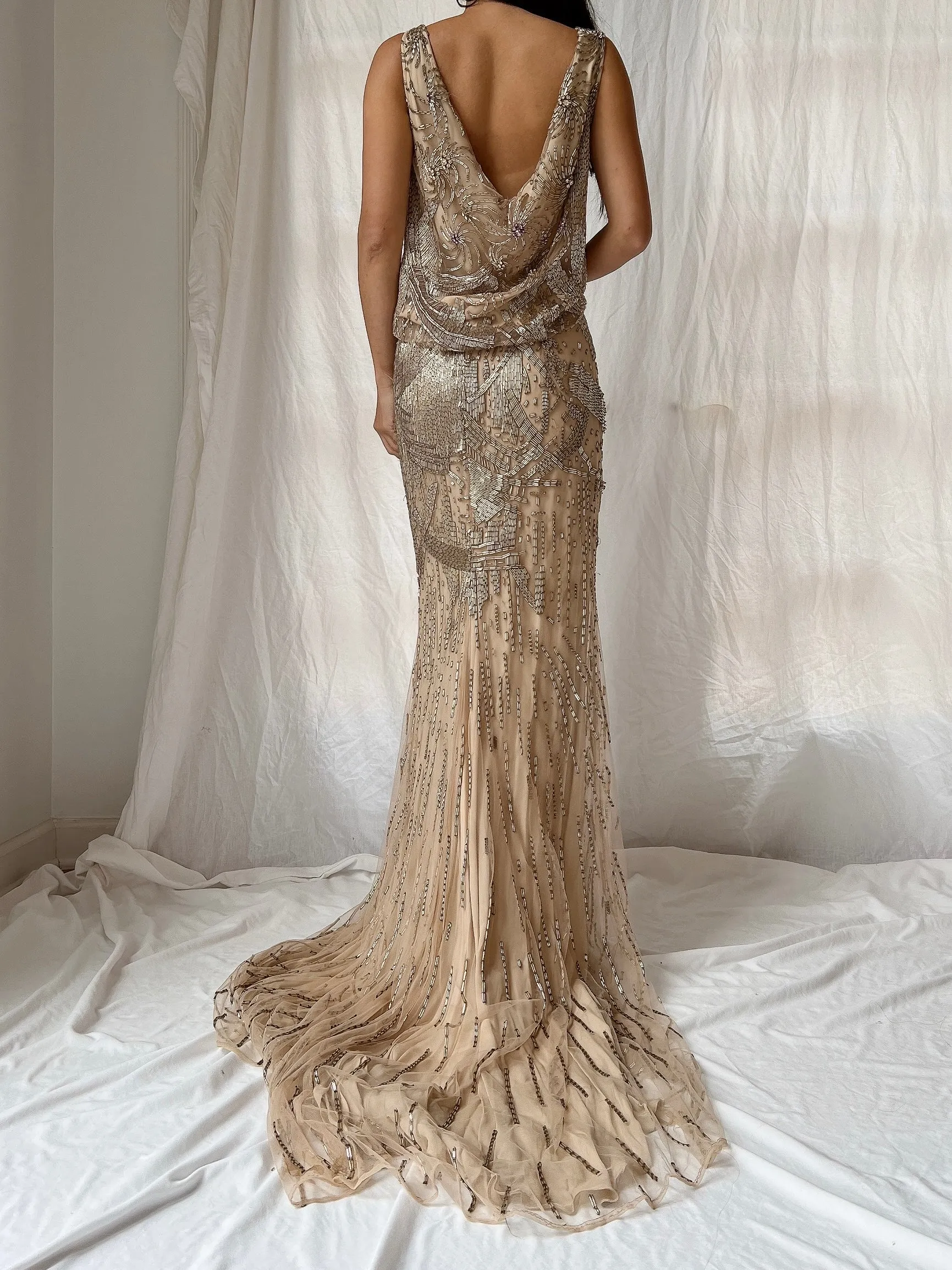 Vintage Silk Crochet Dress - S