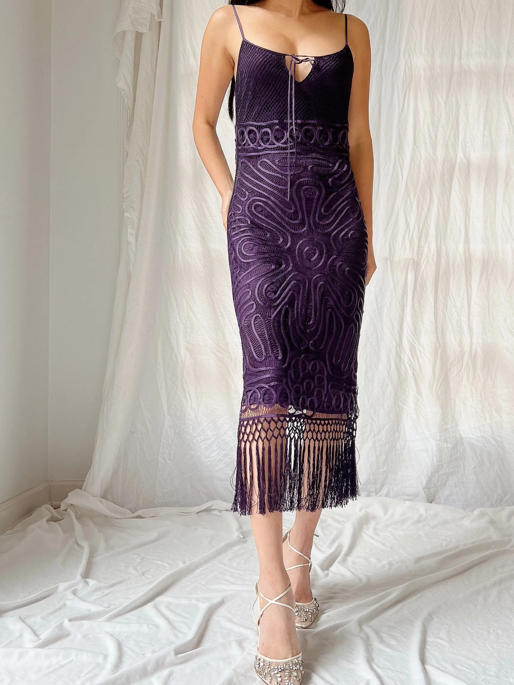 Vintage Silk Crochet Dress - S
