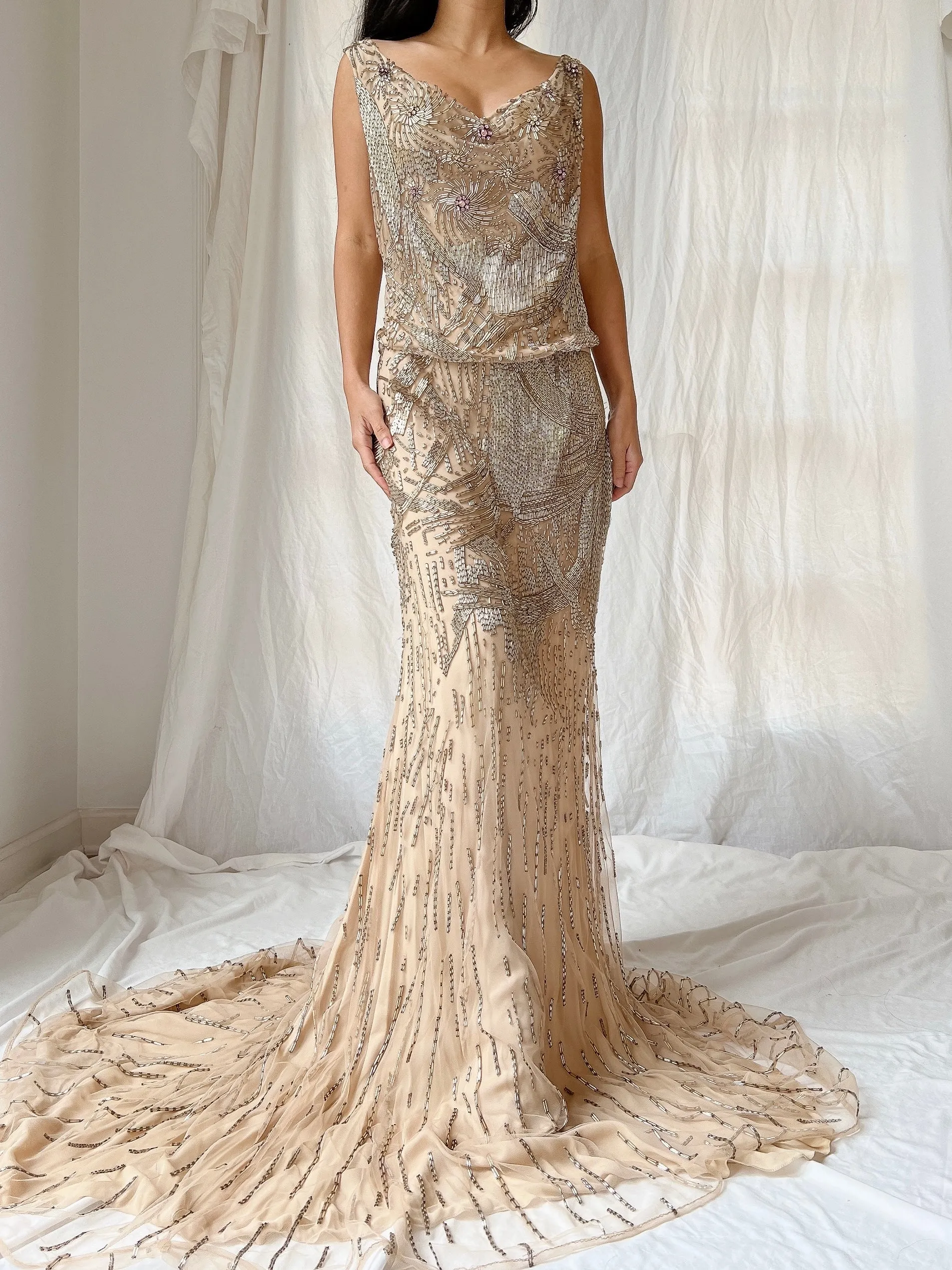 Vintage Silk Crochet Dress - S