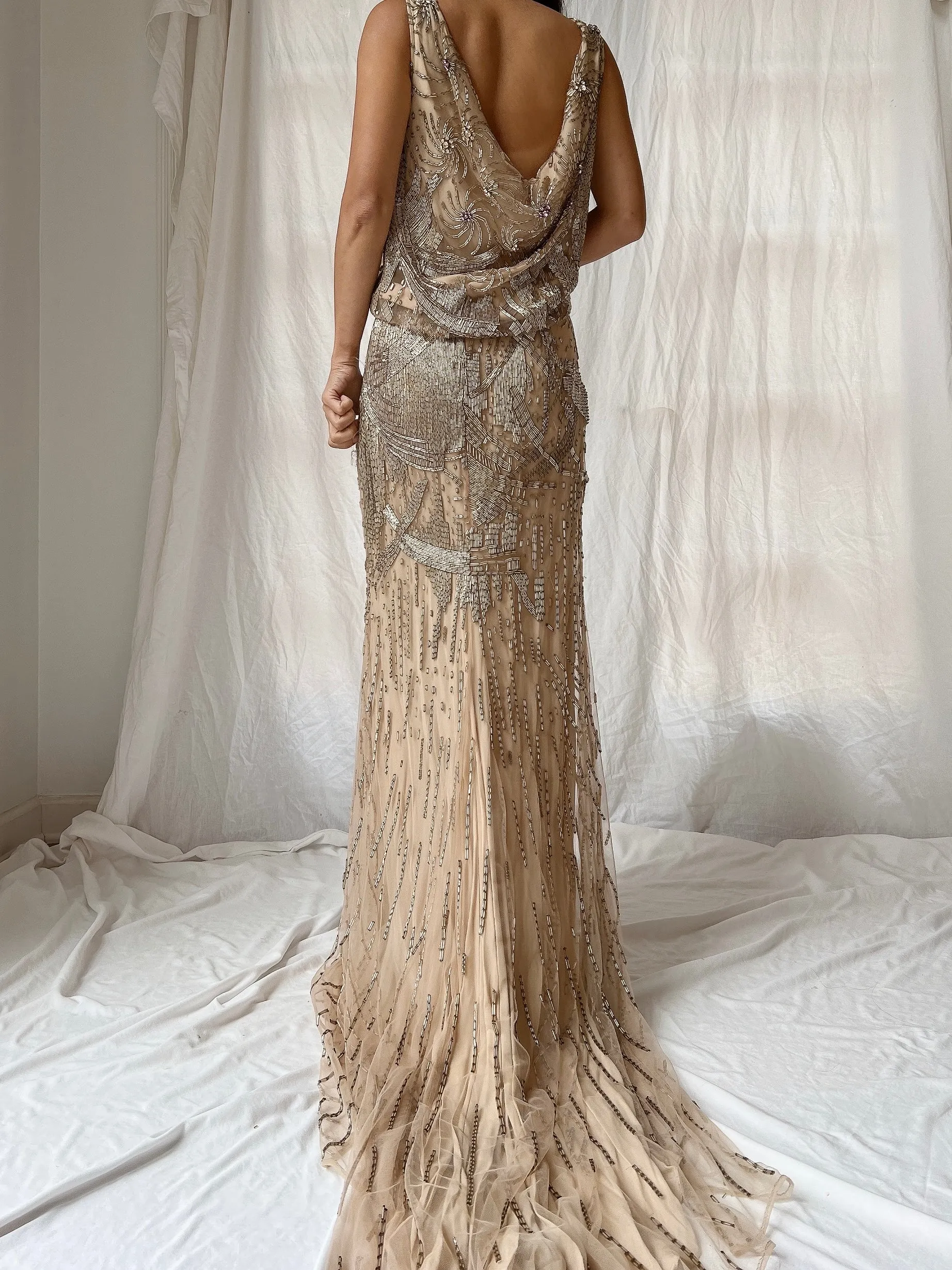Vintage Silk Crochet Dress - S
