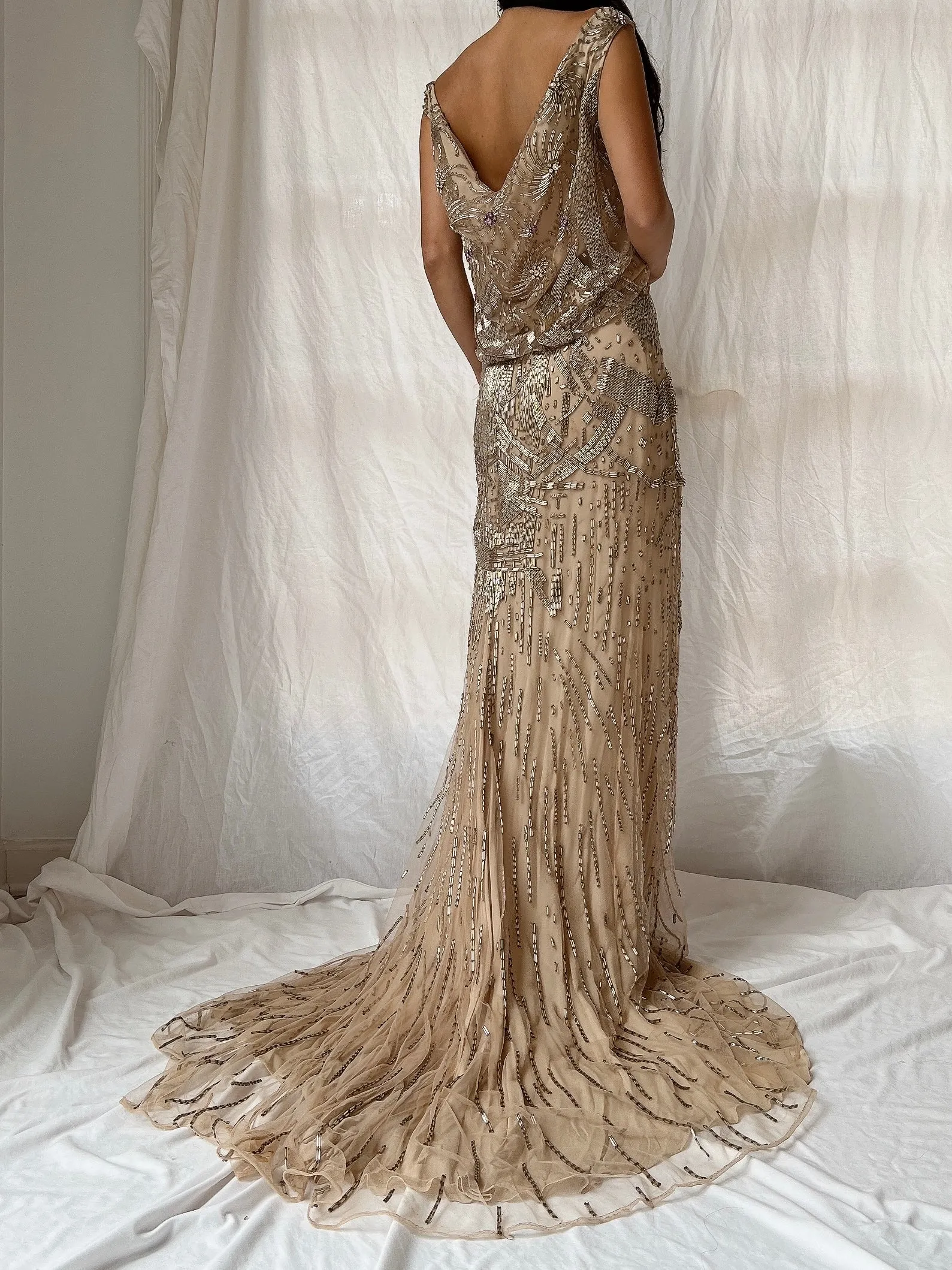 Vintage Silk Crochet Dress - S