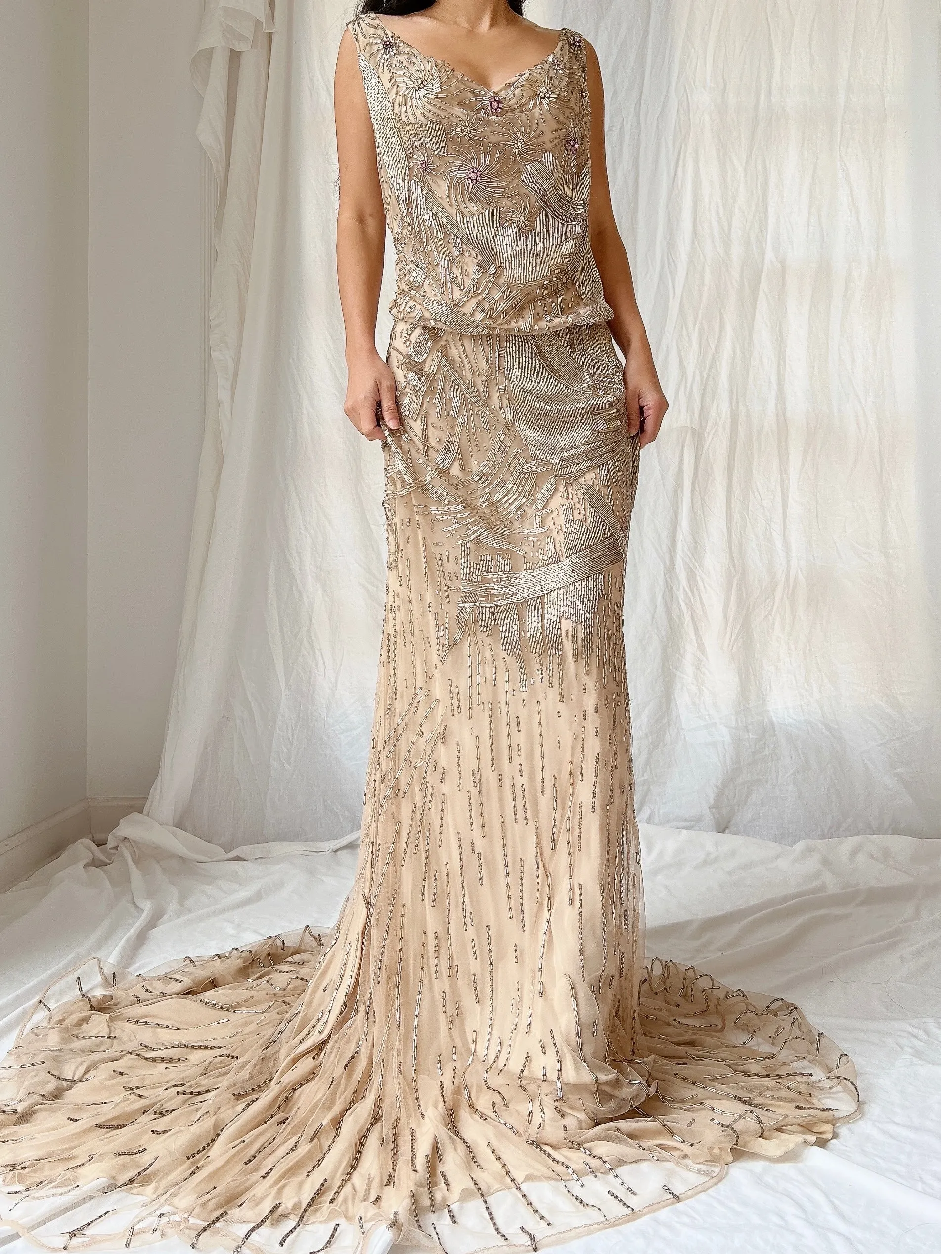 Vintage Silk Crochet Dress - S