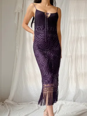 Vintage Silk Crochet Dress - S