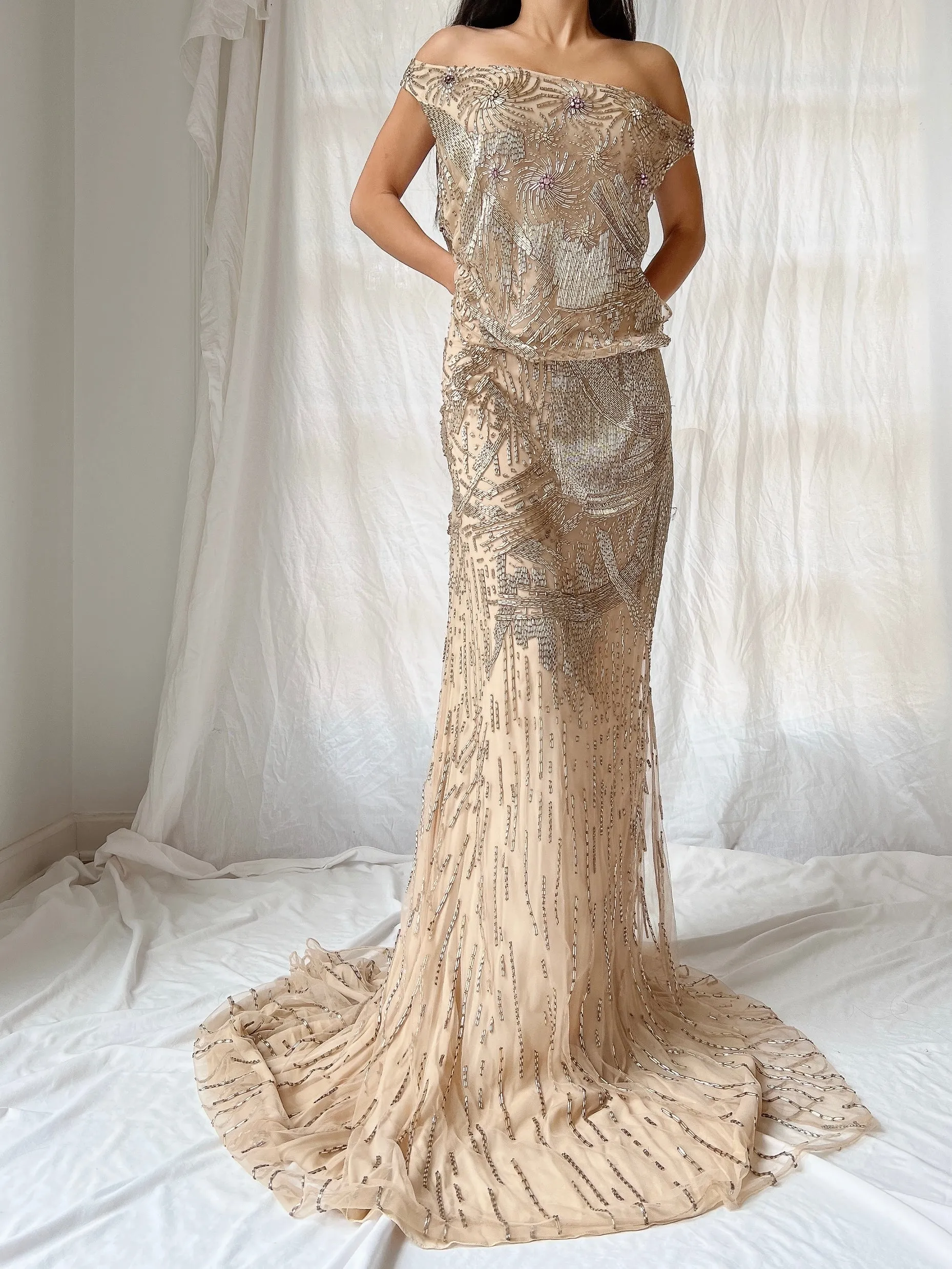 Vintage Silk Crochet Dress - S