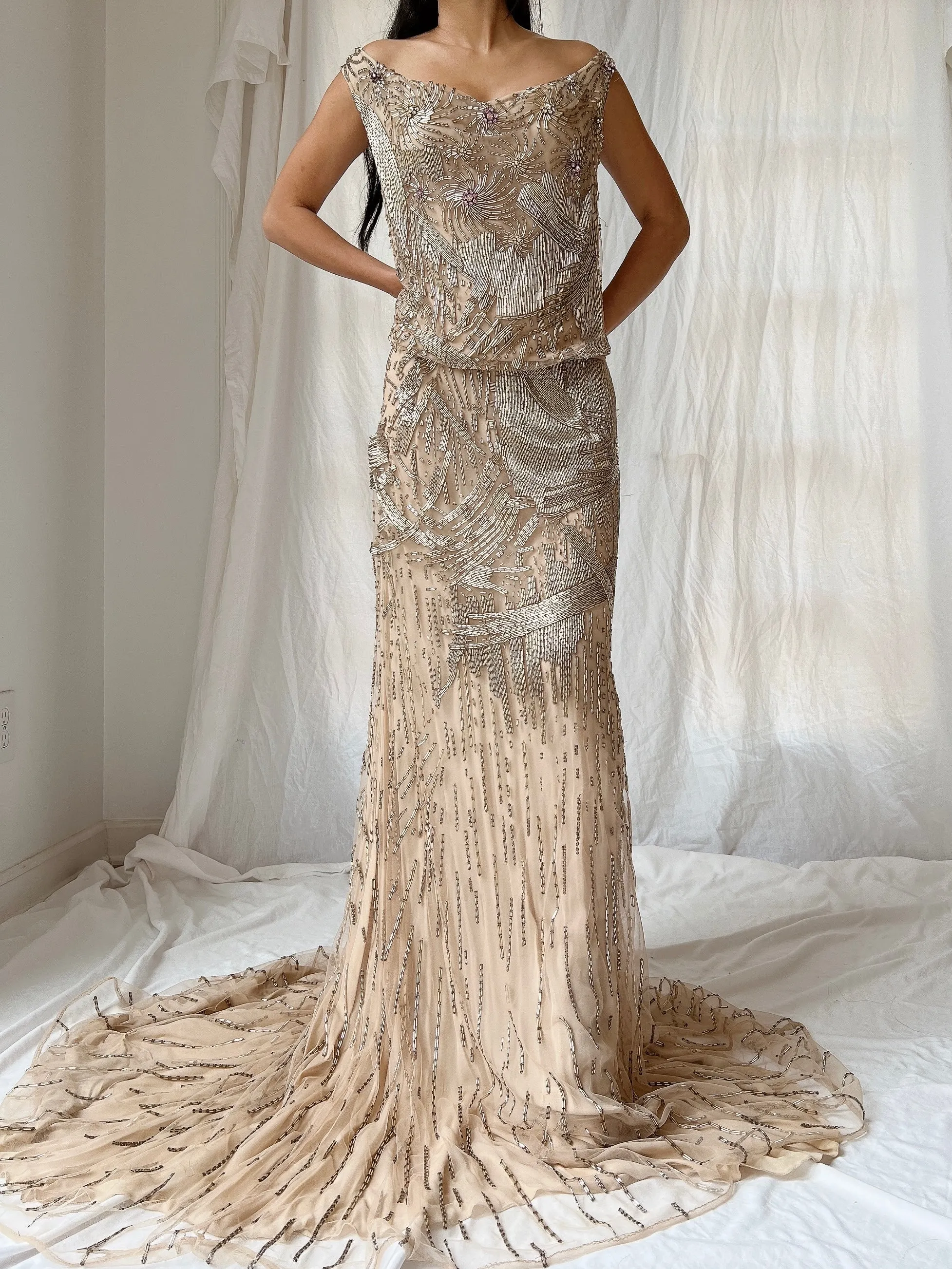 Vintage Silk Crochet Dress - S