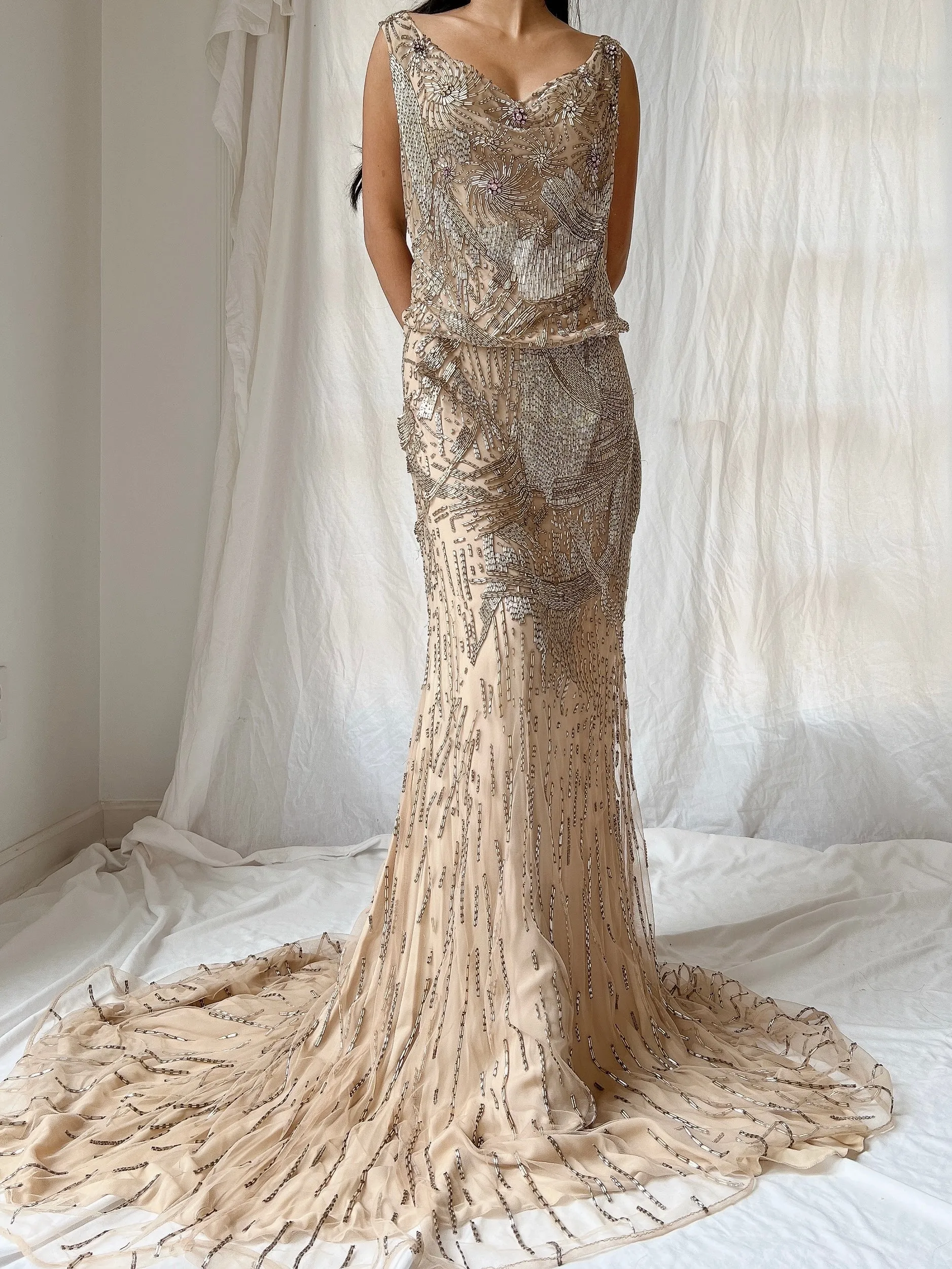 Vintage Silk Crochet Dress - S