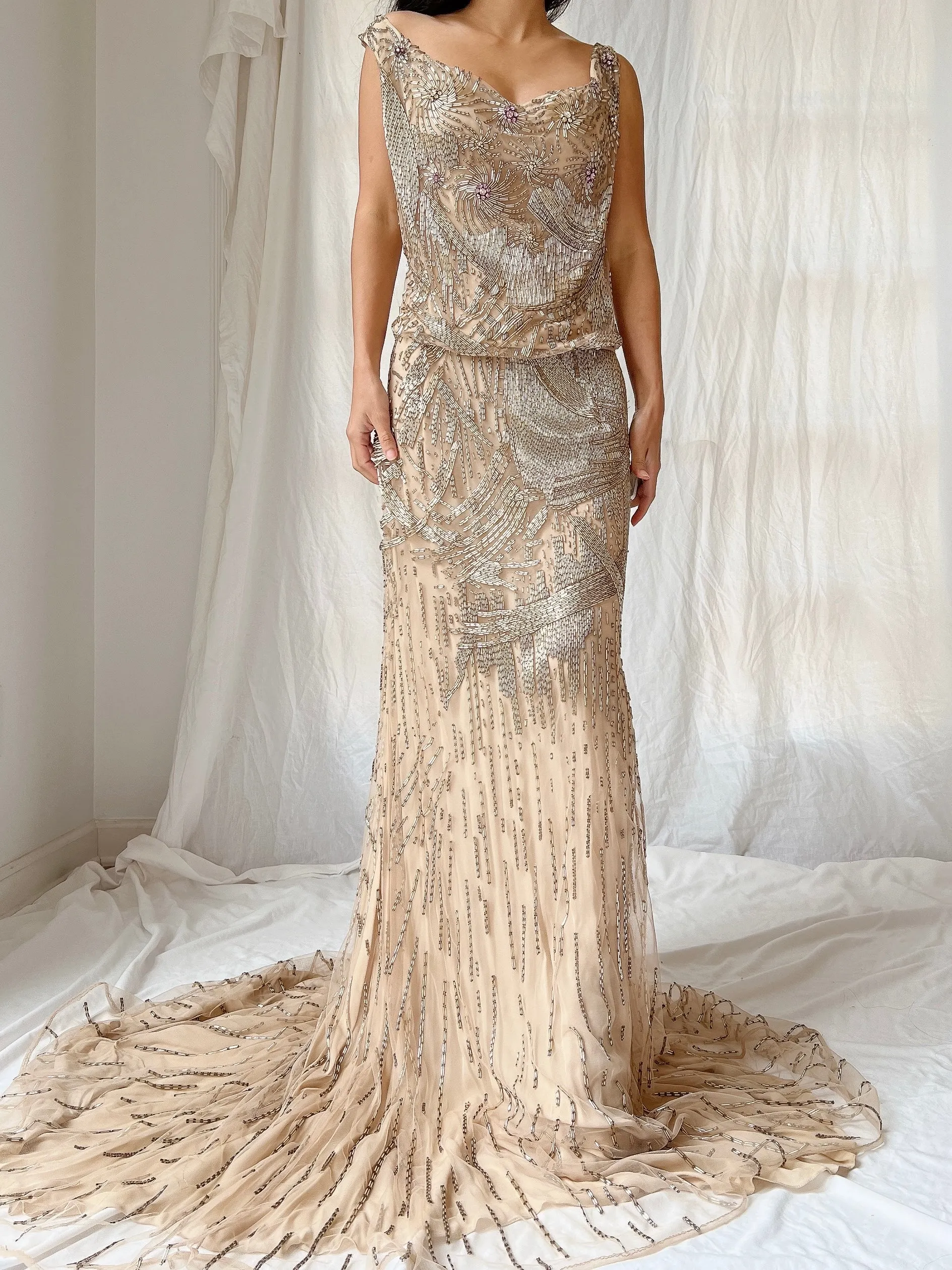 Vintage Silk Crochet Dress - S