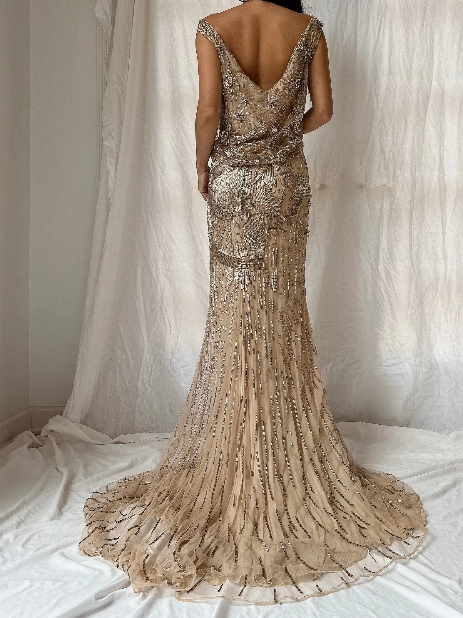Vintage Silk Crochet Dress - S