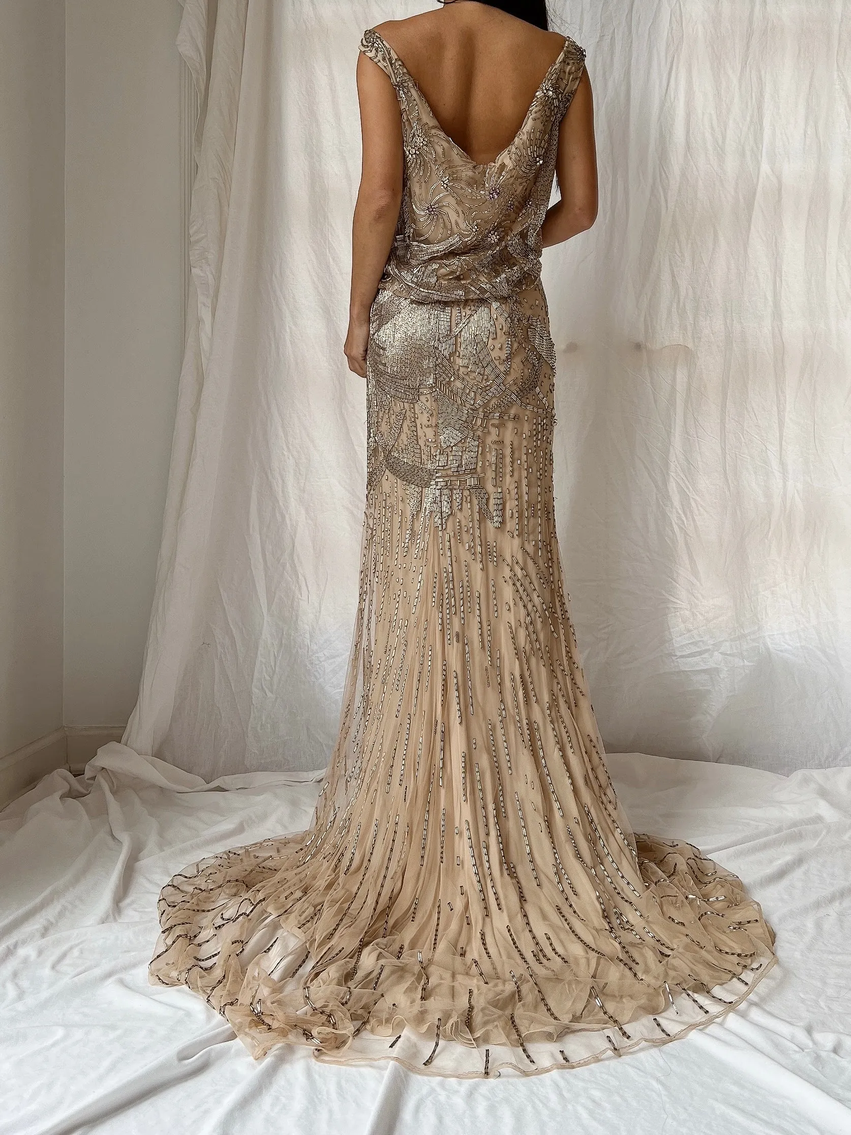 Vintage Silk Crochet Dress - S