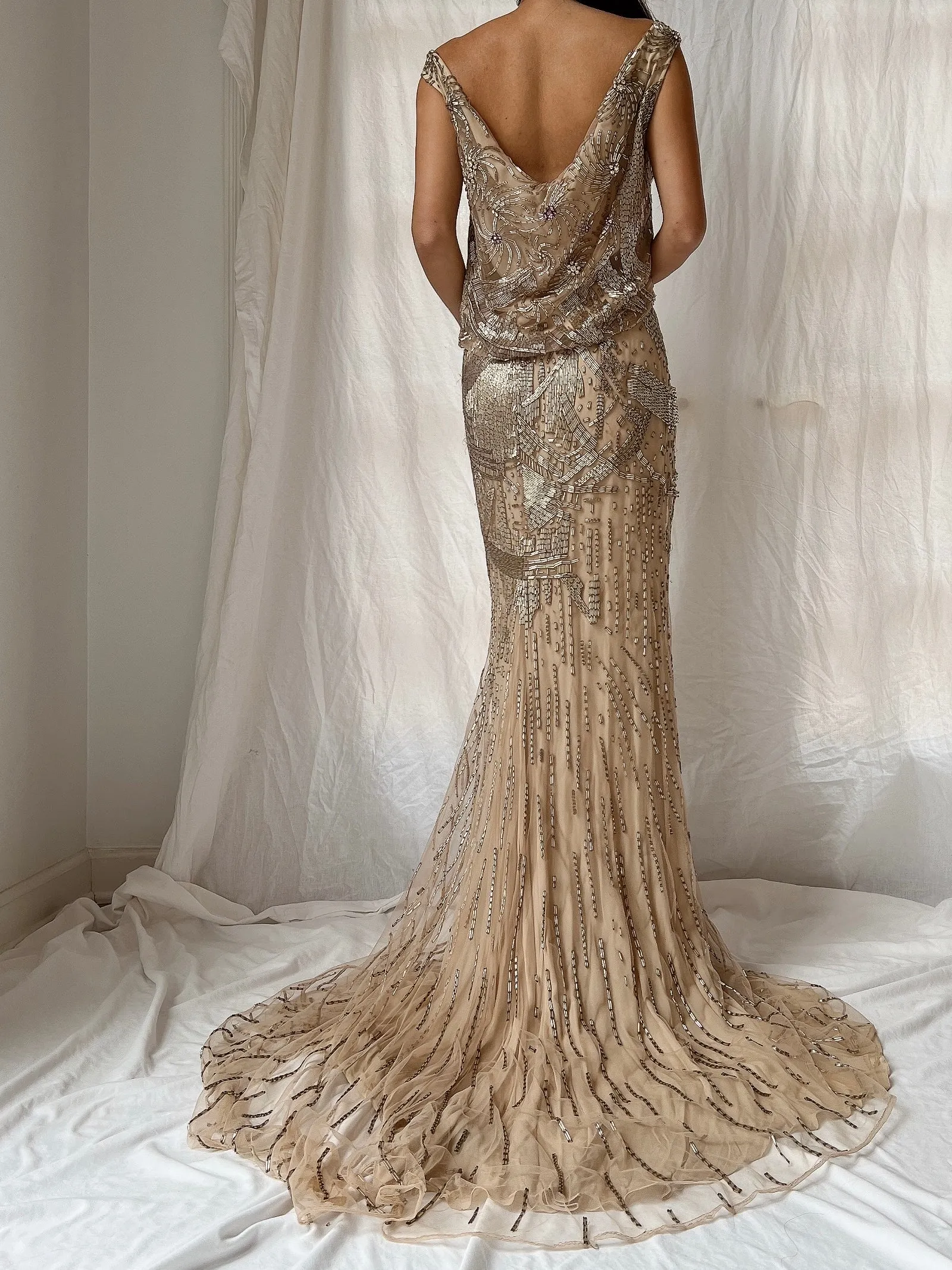 Vintage Silk Crochet Dress - S