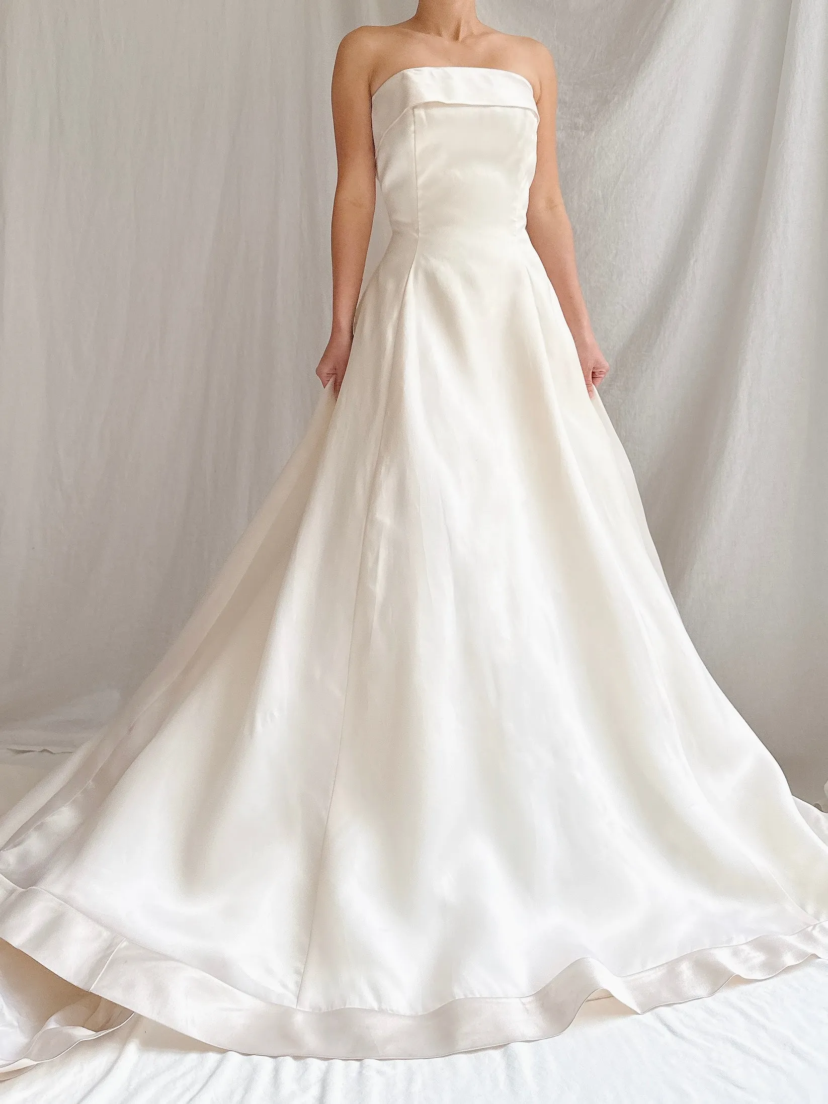 Vintage Silk Organza Strapless Gown