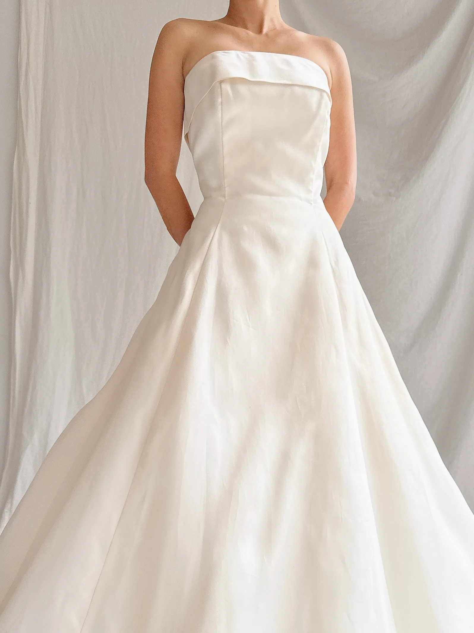 Vintage Silk Organza Strapless Gown