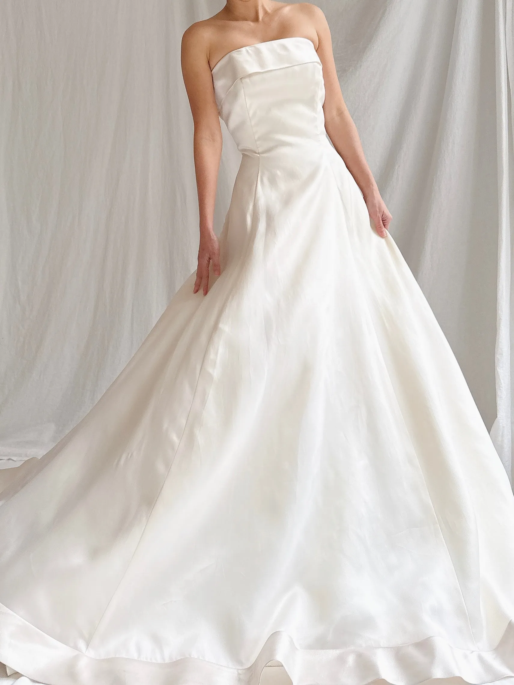 Vintage Silk Organza Strapless Gown