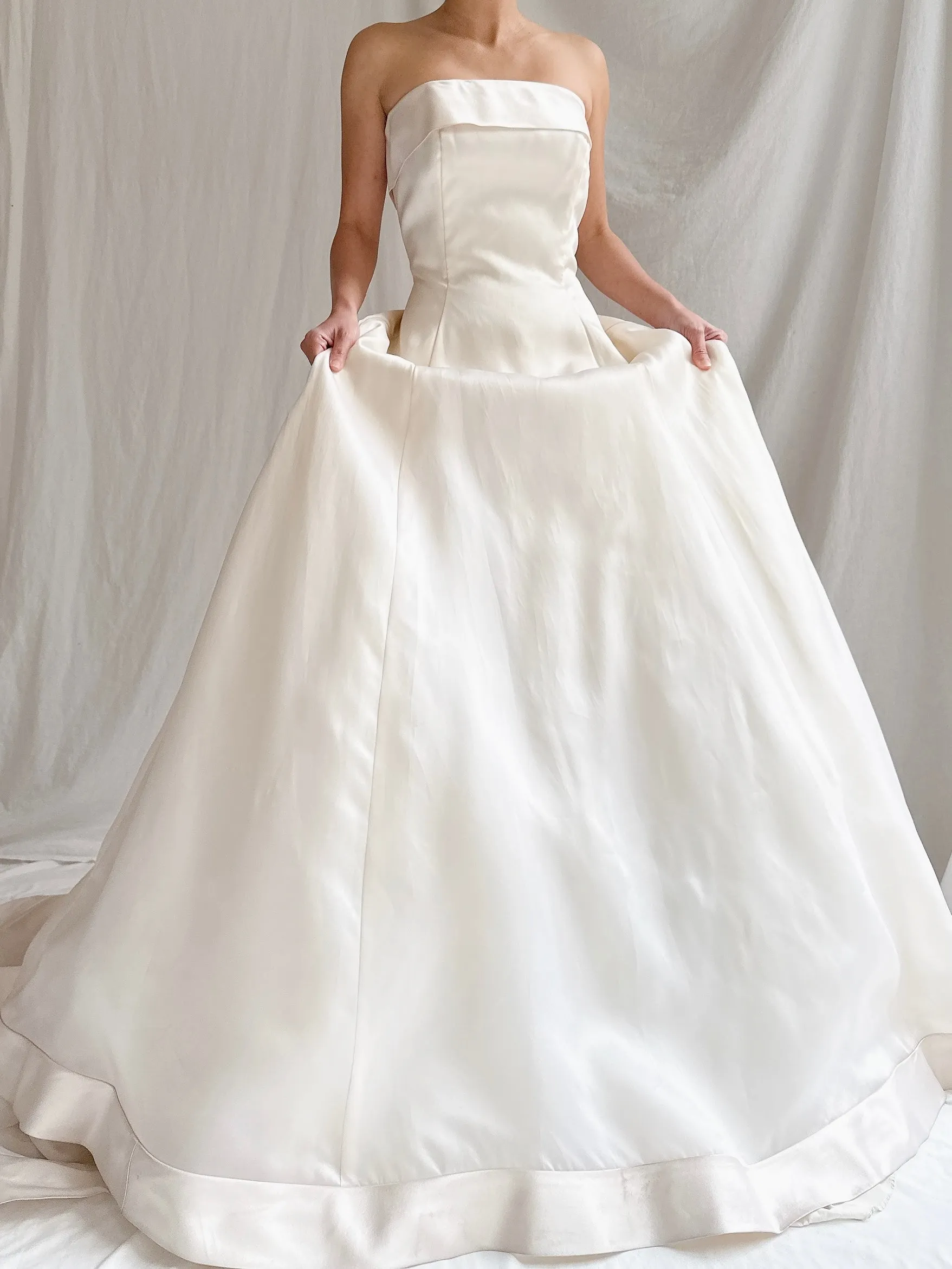 Vintage Silk Organza Strapless Gown