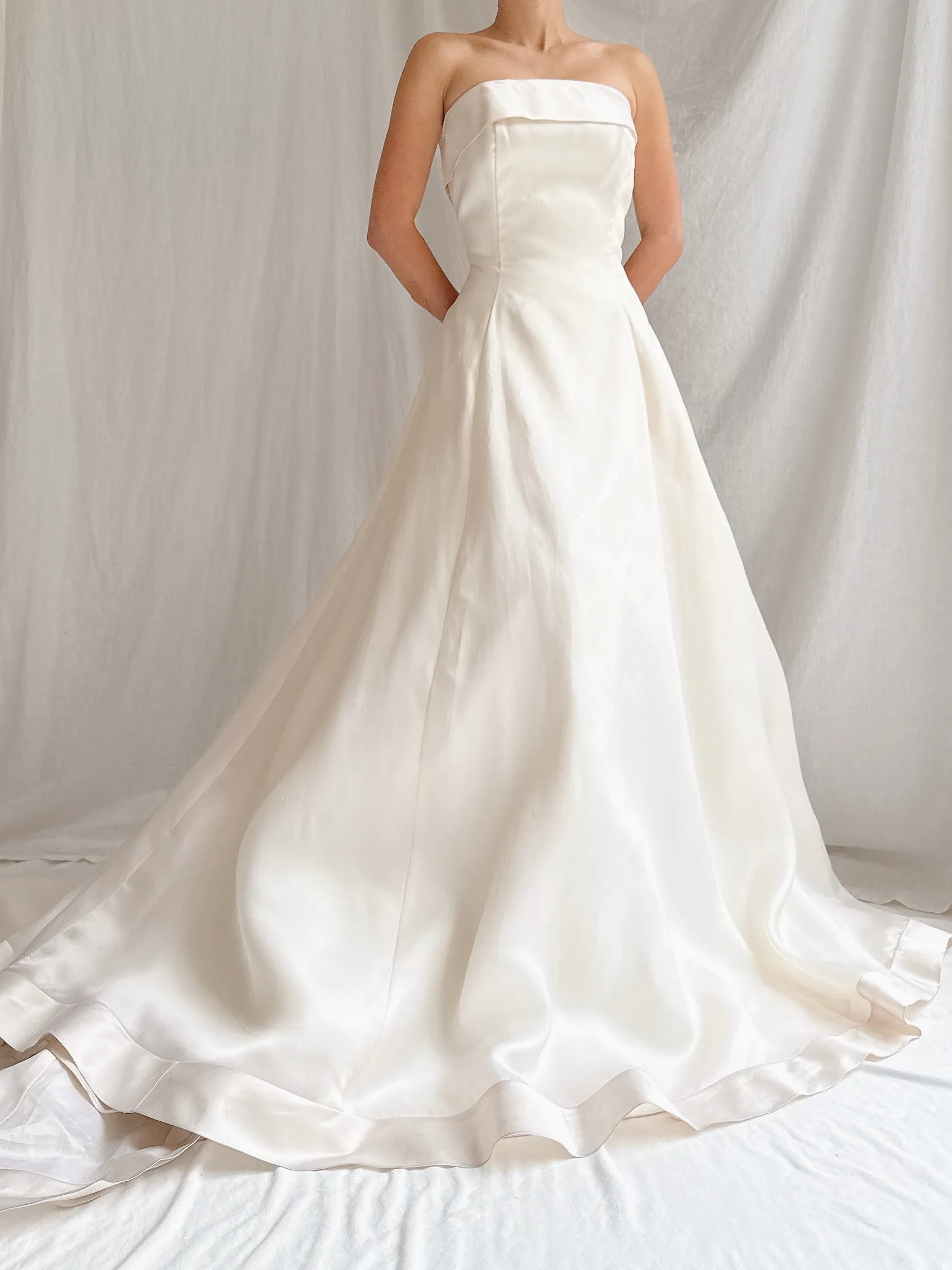 Vintage Silk Organza Strapless Gown